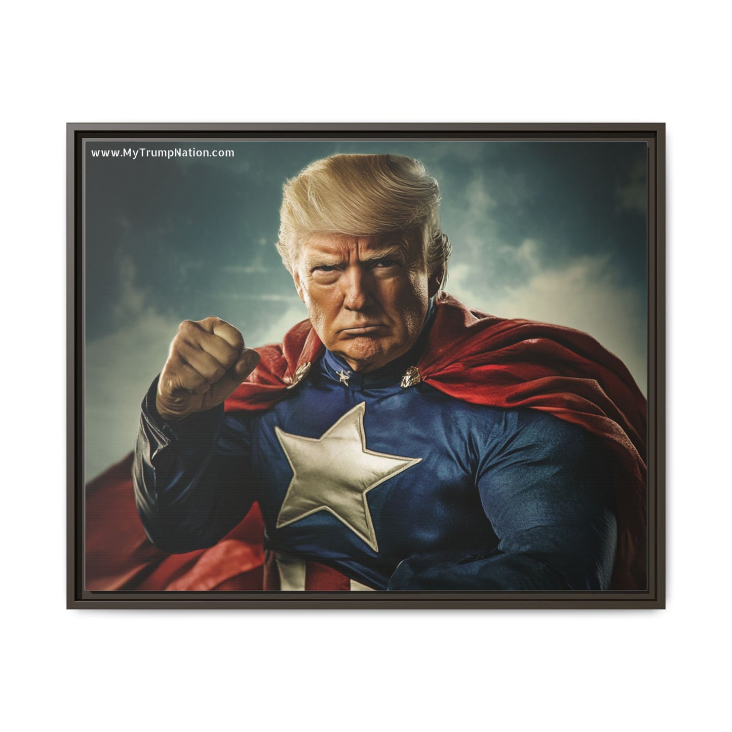 Donald Trump Patriotic Superhero Framed Canvas