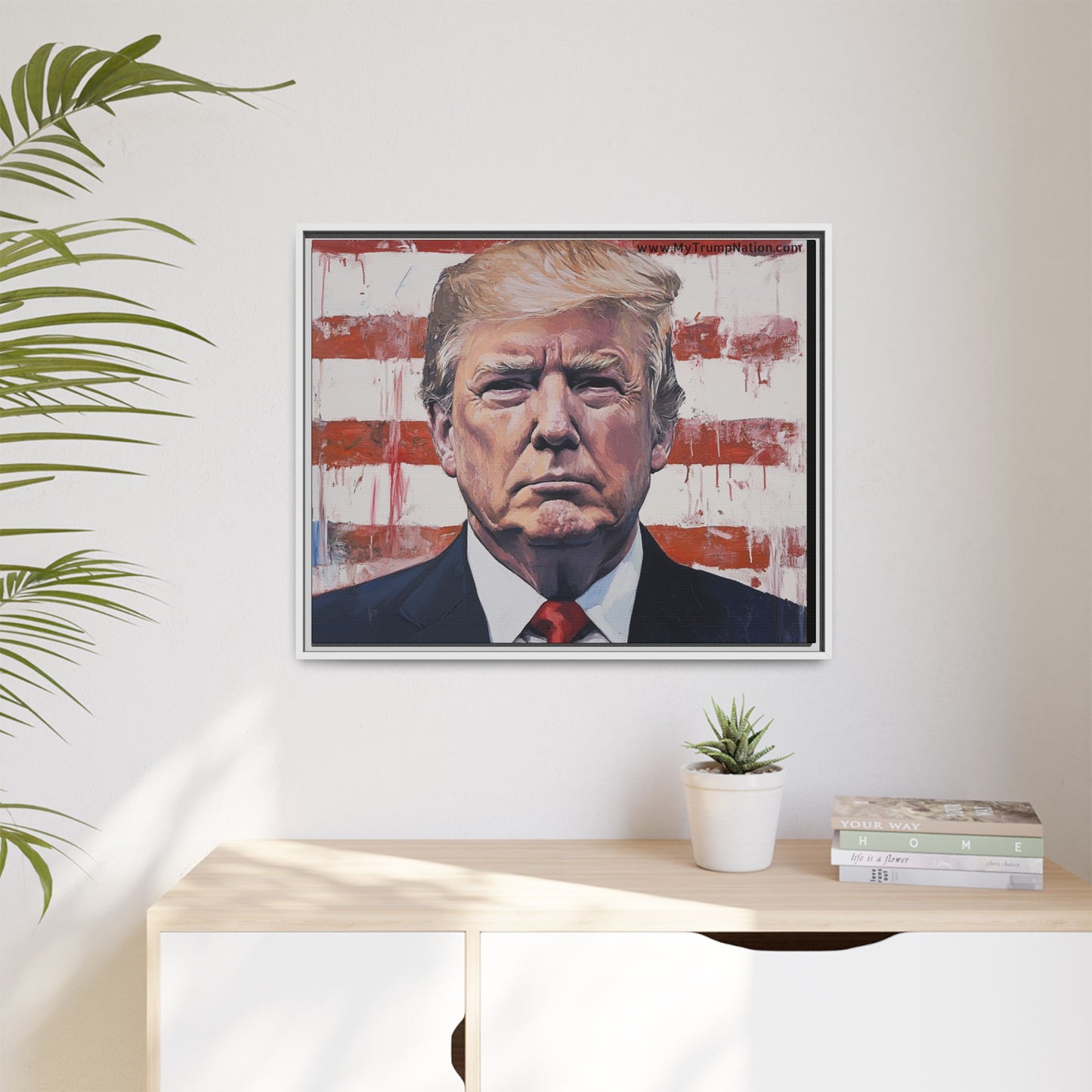 Patriotic Framed Canvas Art - Donald Trump Portrait