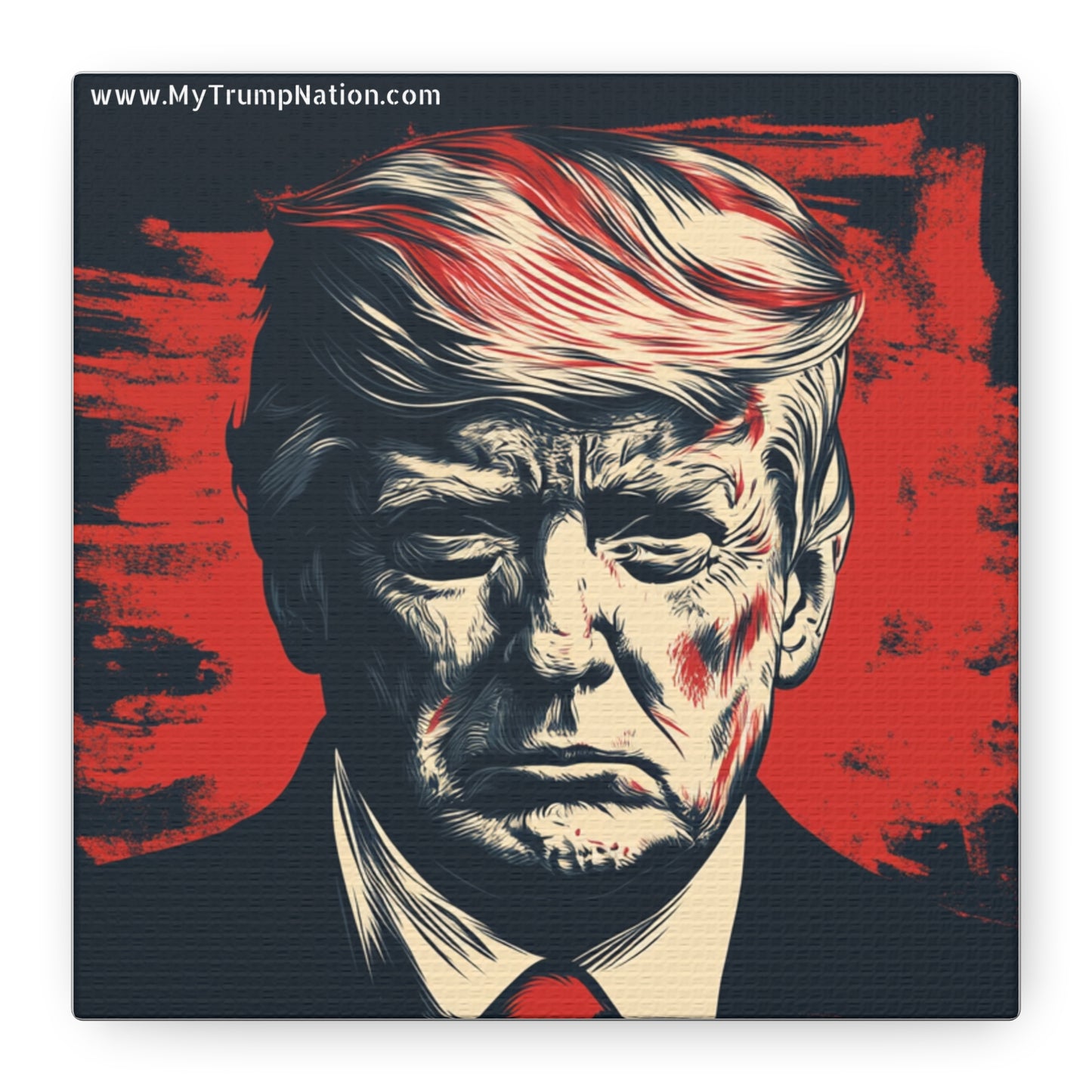 Political Wall Art: Stretched Matte Canvas Featuring Bold Trump Portrait