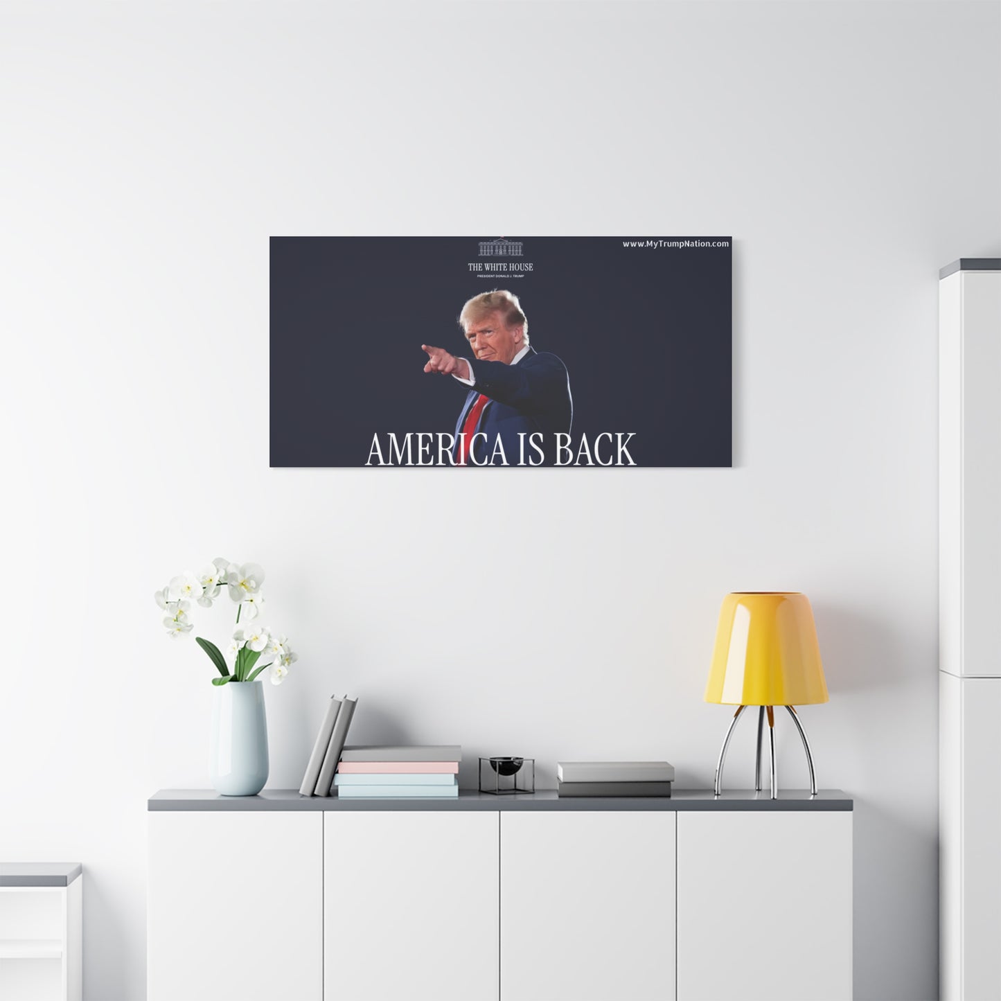 Matte Canvas Wall Art - "America Is Back" featuring Trump