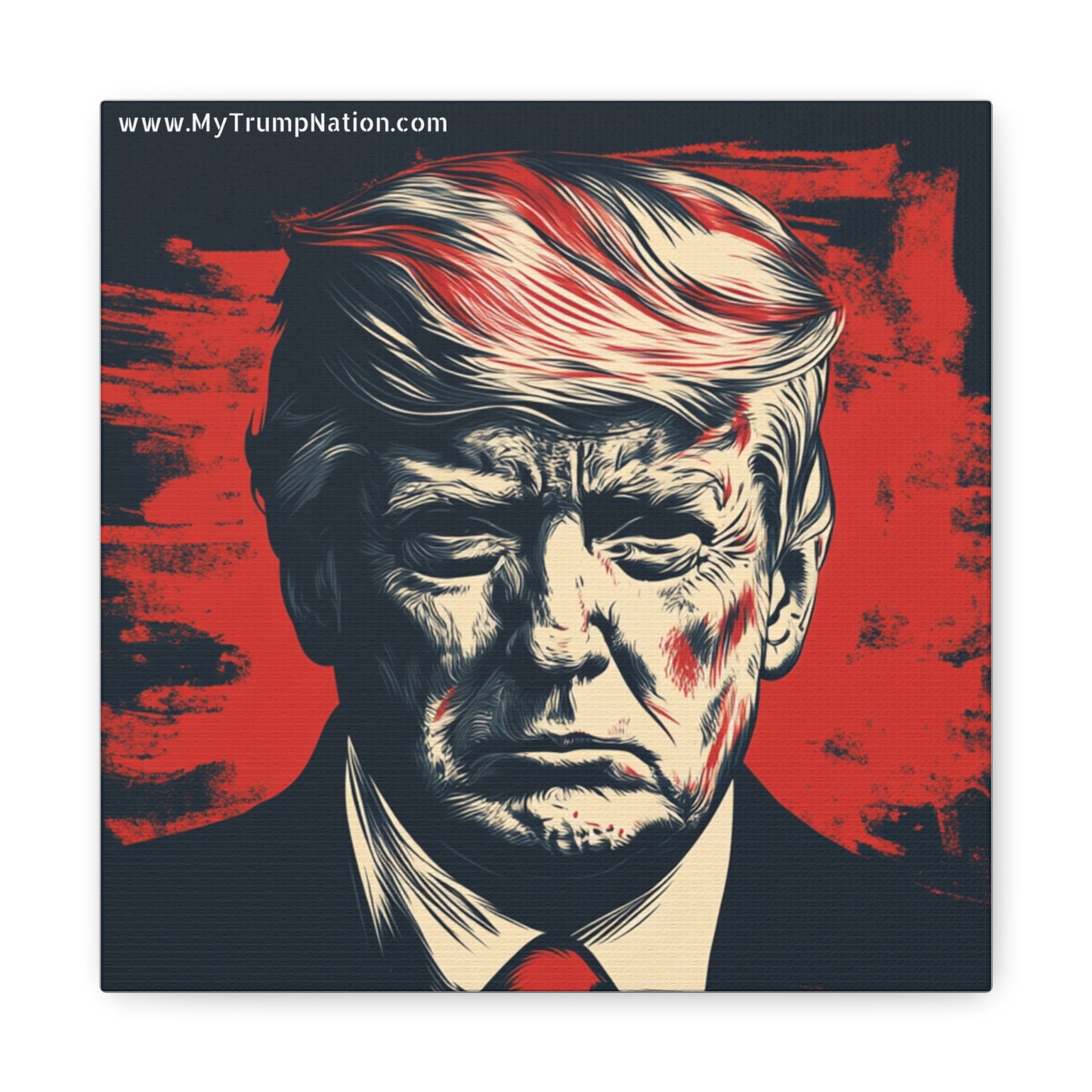 Political Wall Art: Stretched Matte Canvas Featuring Bold Trump Portrait