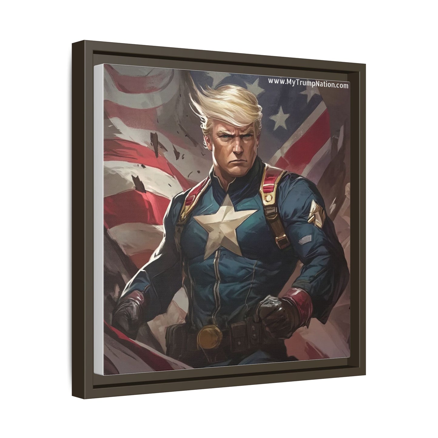 Donald Trump Patriotic Superhero Framed Canvas