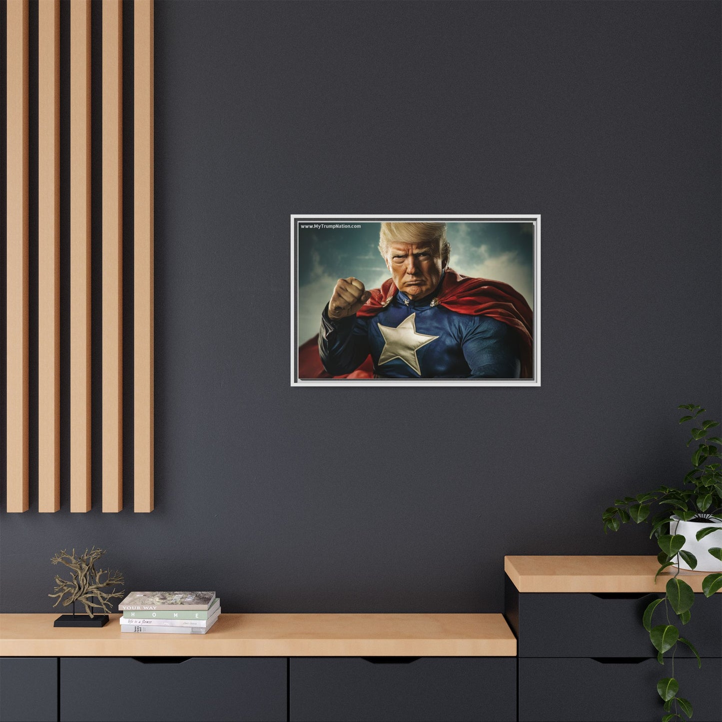 Donald Trump Patriotic Superhero Framed Canvas