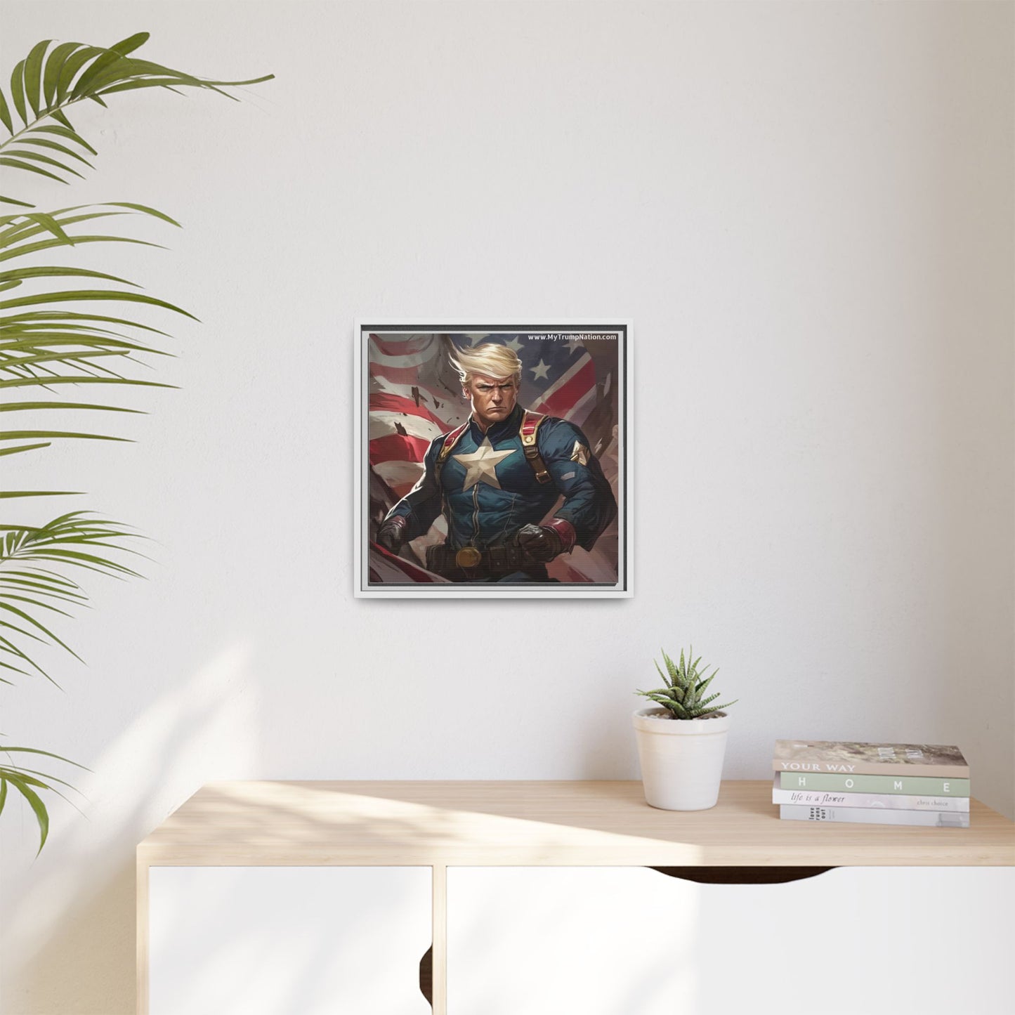 Donald Trump Patriotic Superhero Framed Canvas