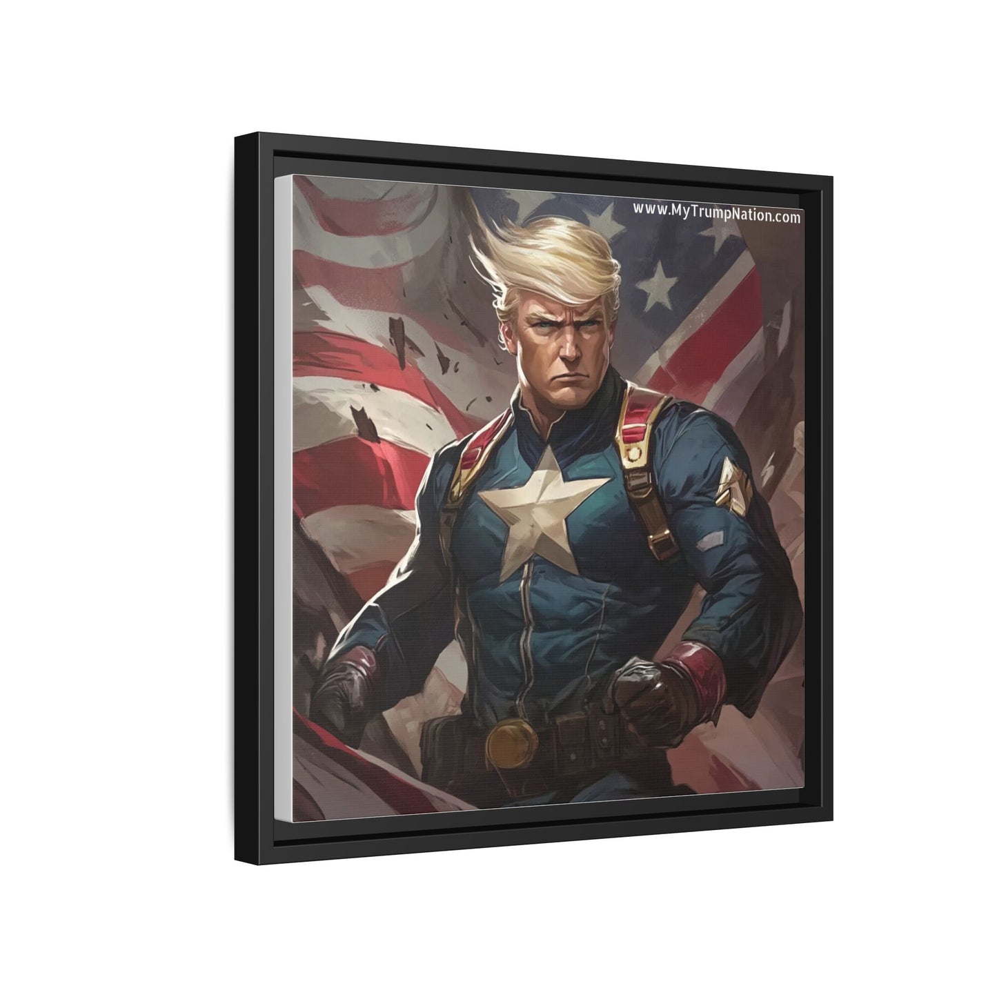Donald Trump Patriotic Superhero Framed Canvas