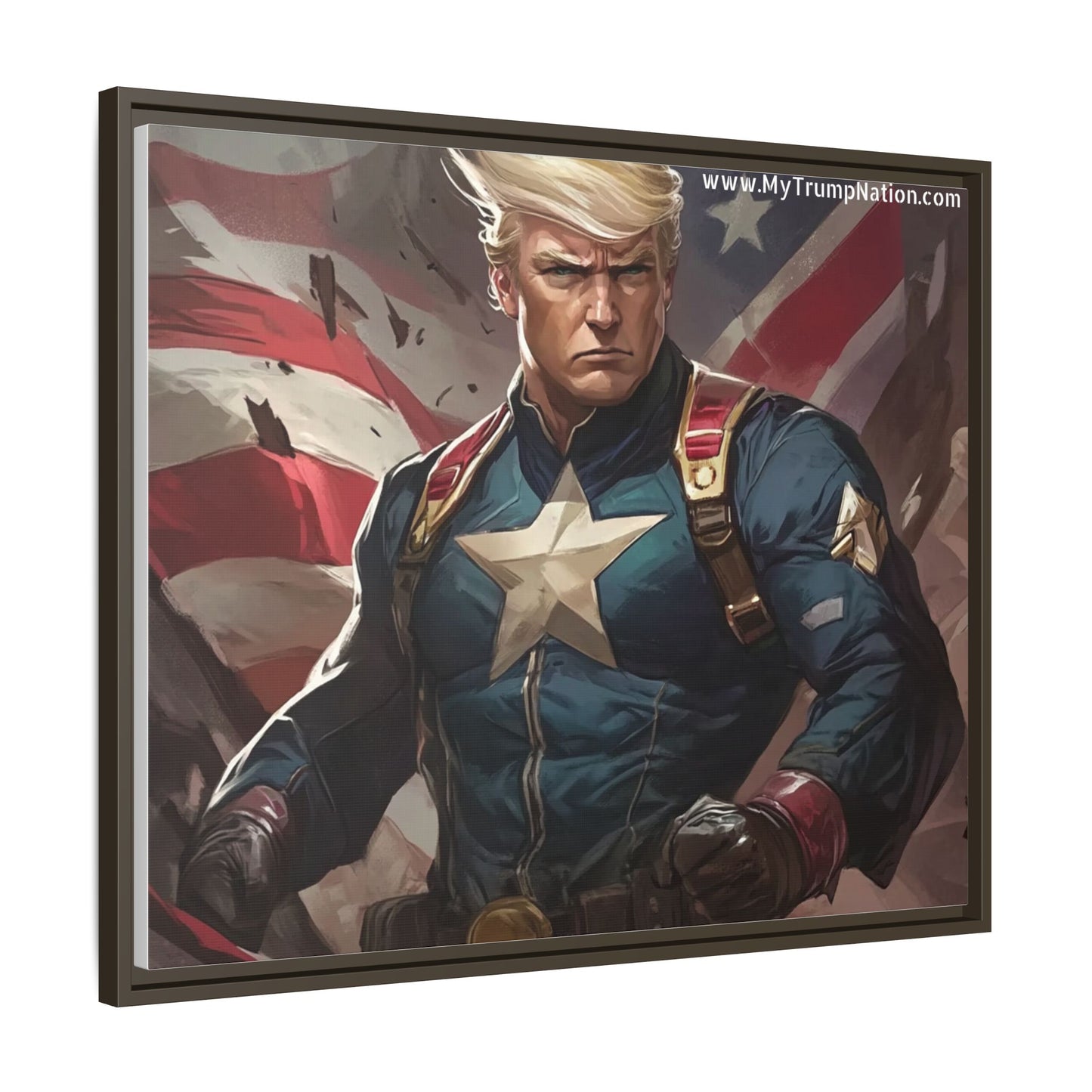 Donald Trump Patriotic Superhero Framed Canvas