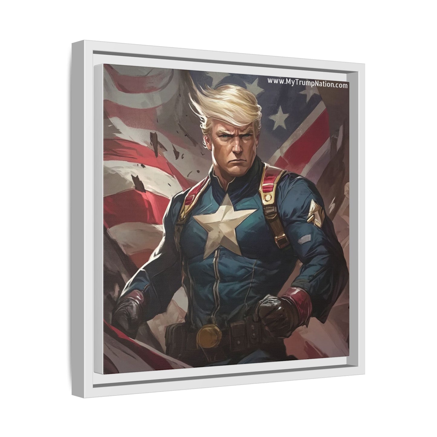 Donald Trump Patriotic Superhero Framed Canvas