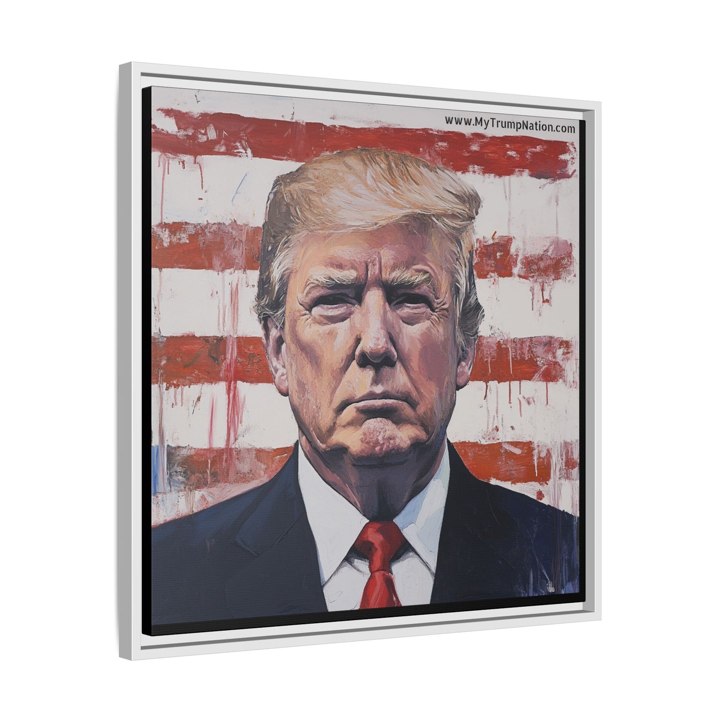 Patriotic Framed Canvas Art - Donald Trump Portrait