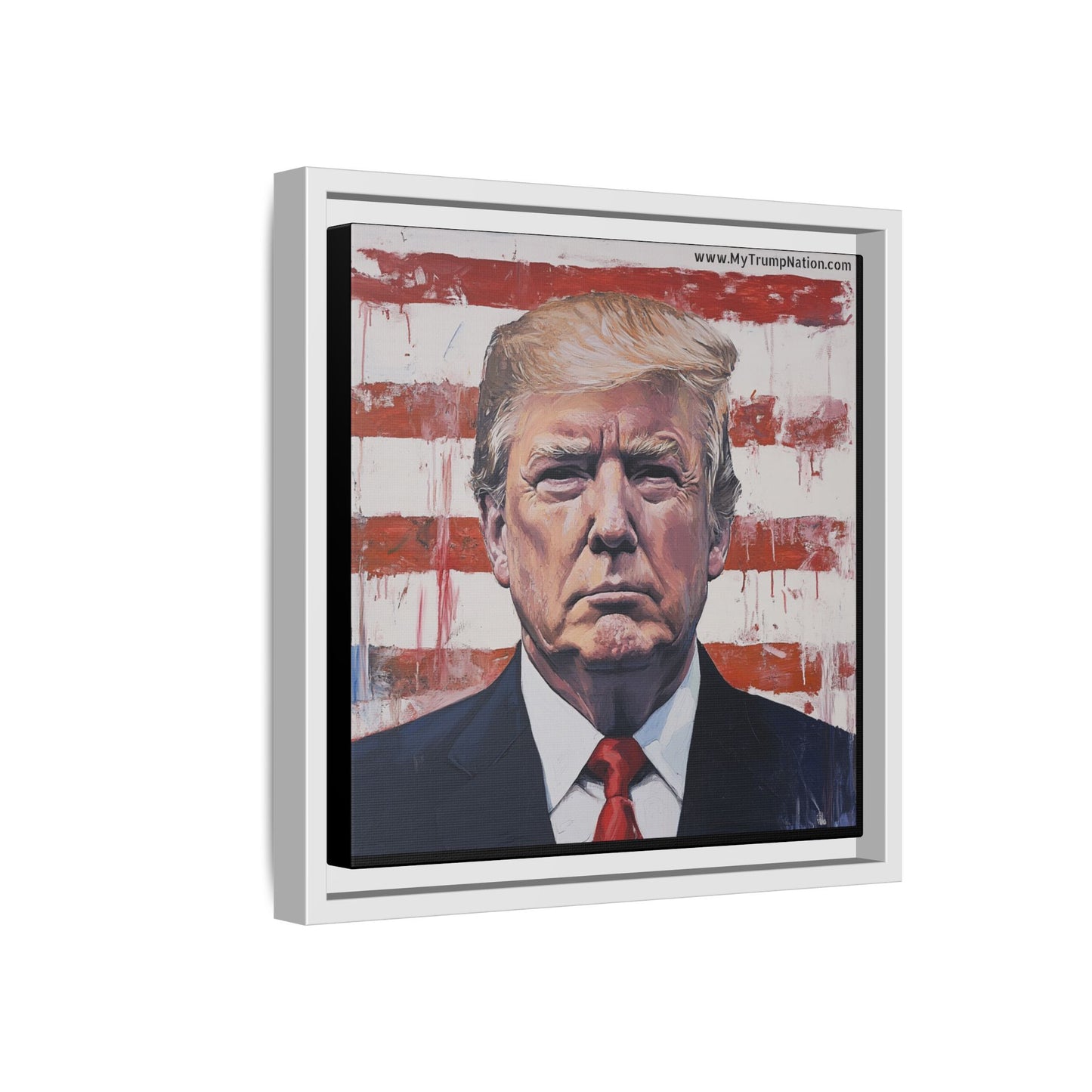 Patriotic Framed Canvas Art - Donald Trump Portrait