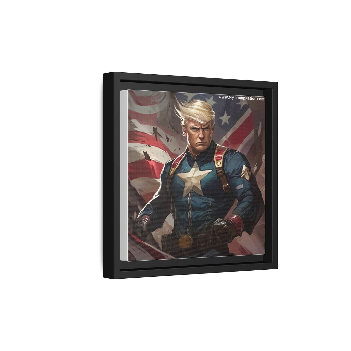 Donald Trump Patriotic Superhero Framed Canvas