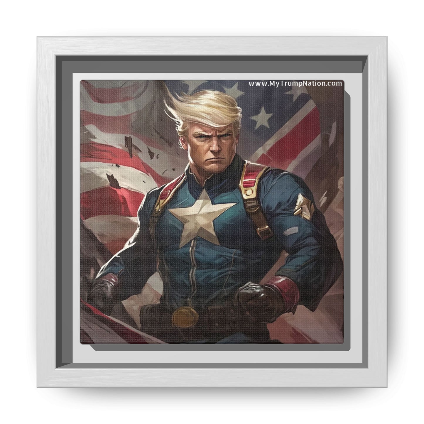 Donald Trump Patriotic Superhero Framed Canvas