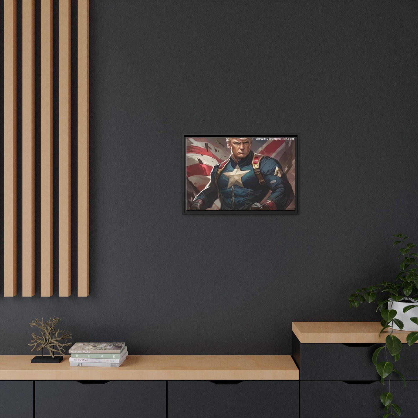 Donald Trump Patriotic Superhero Framed Canvas