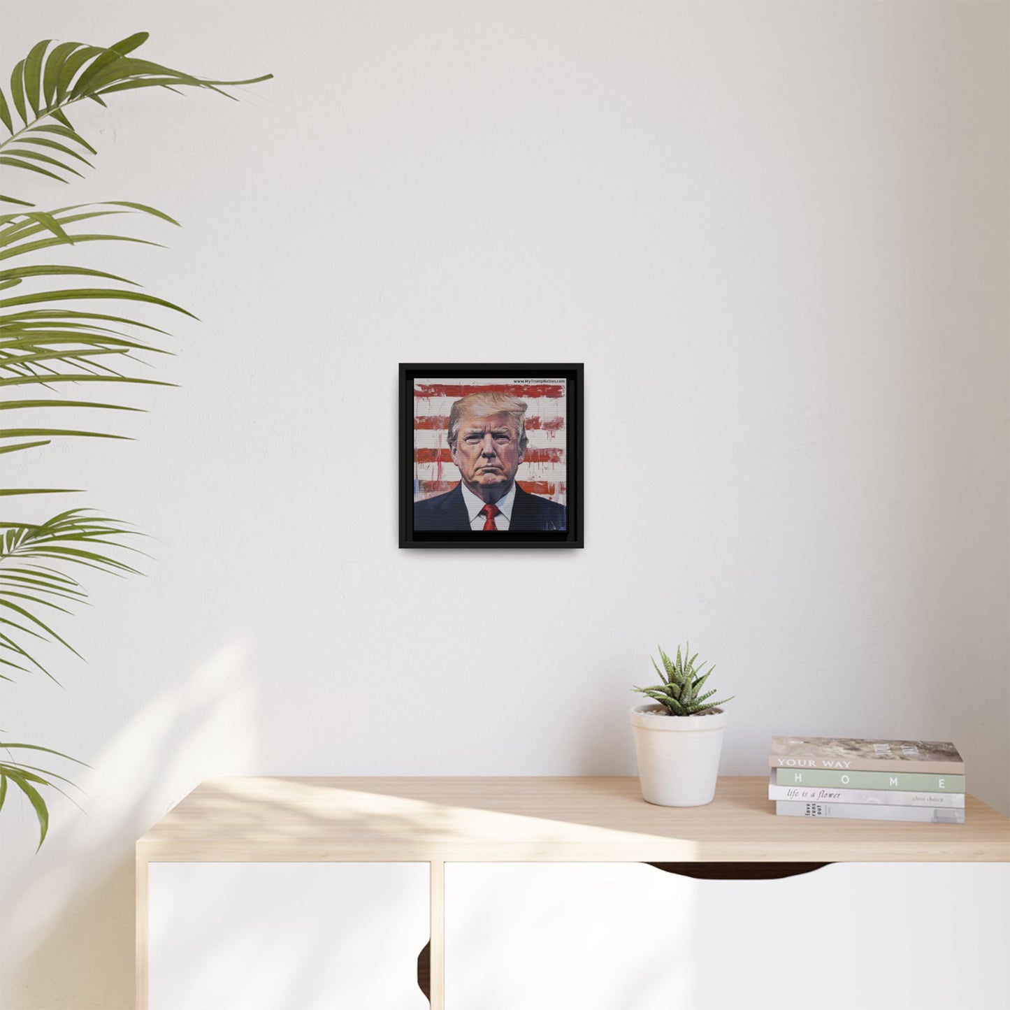 Patriotic Framed Canvas Art - Donald Trump Portrait
