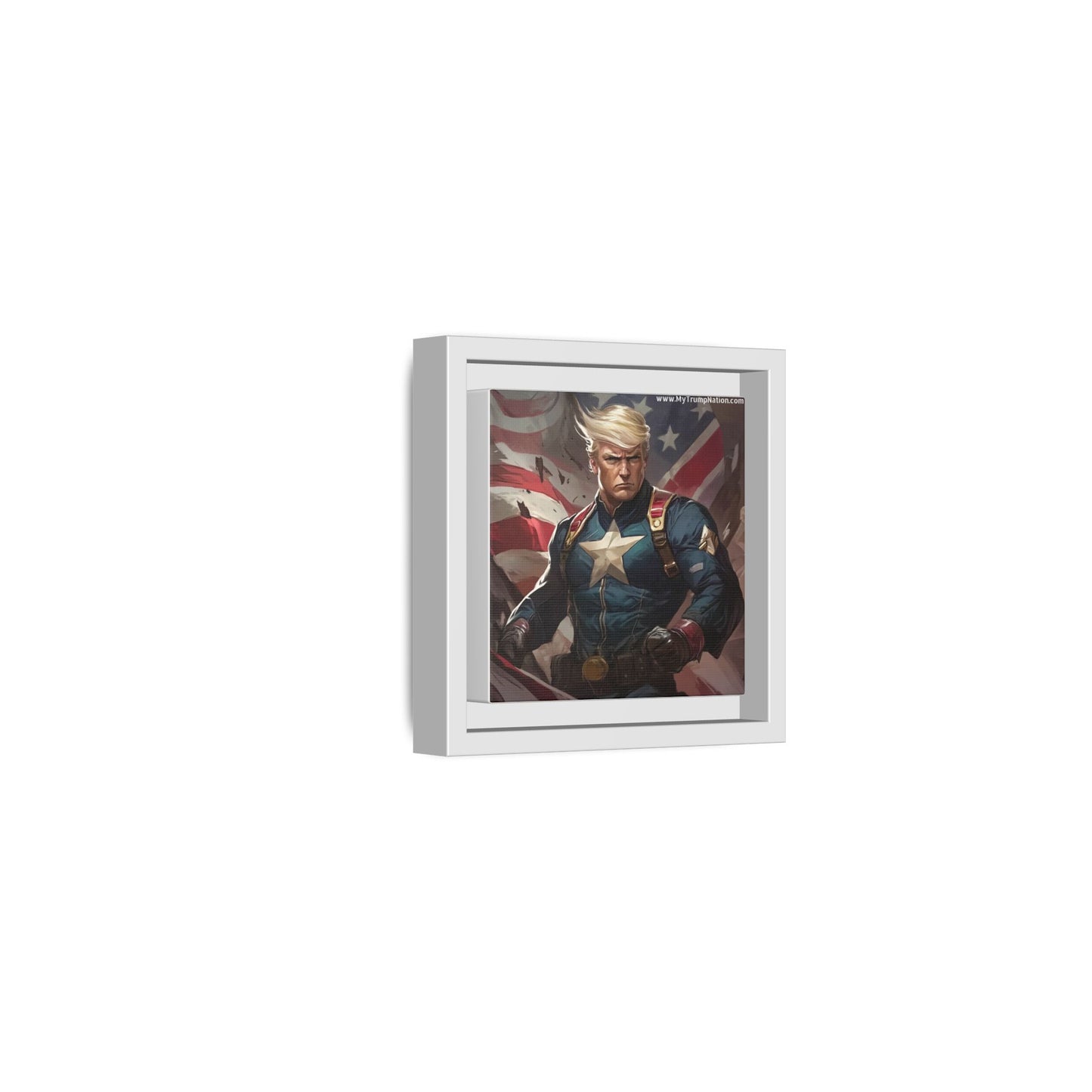 Donald Trump Patriotic Superhero Framed Canvas