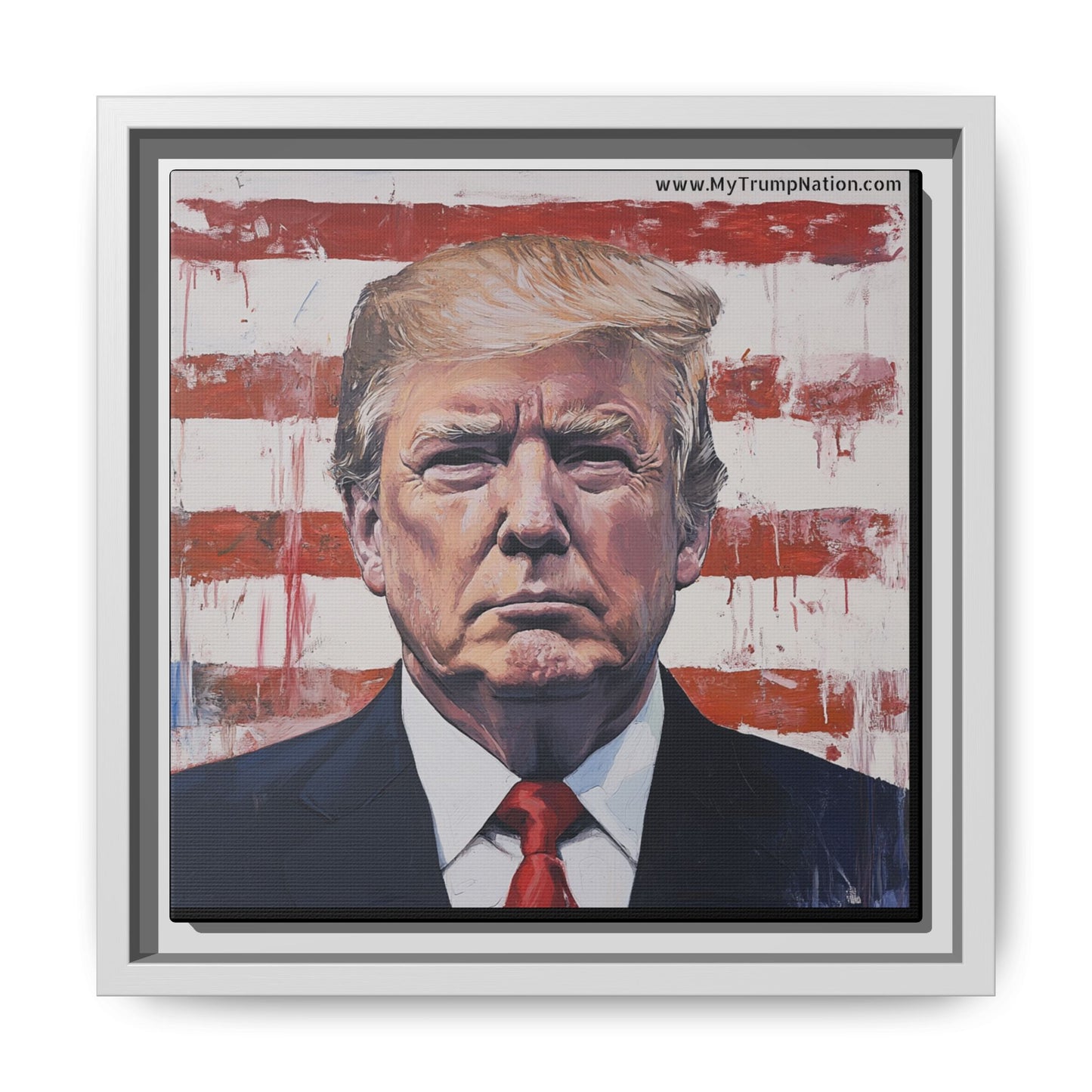 Patriotic Framed Canvas Art - Donald Trump Portrait