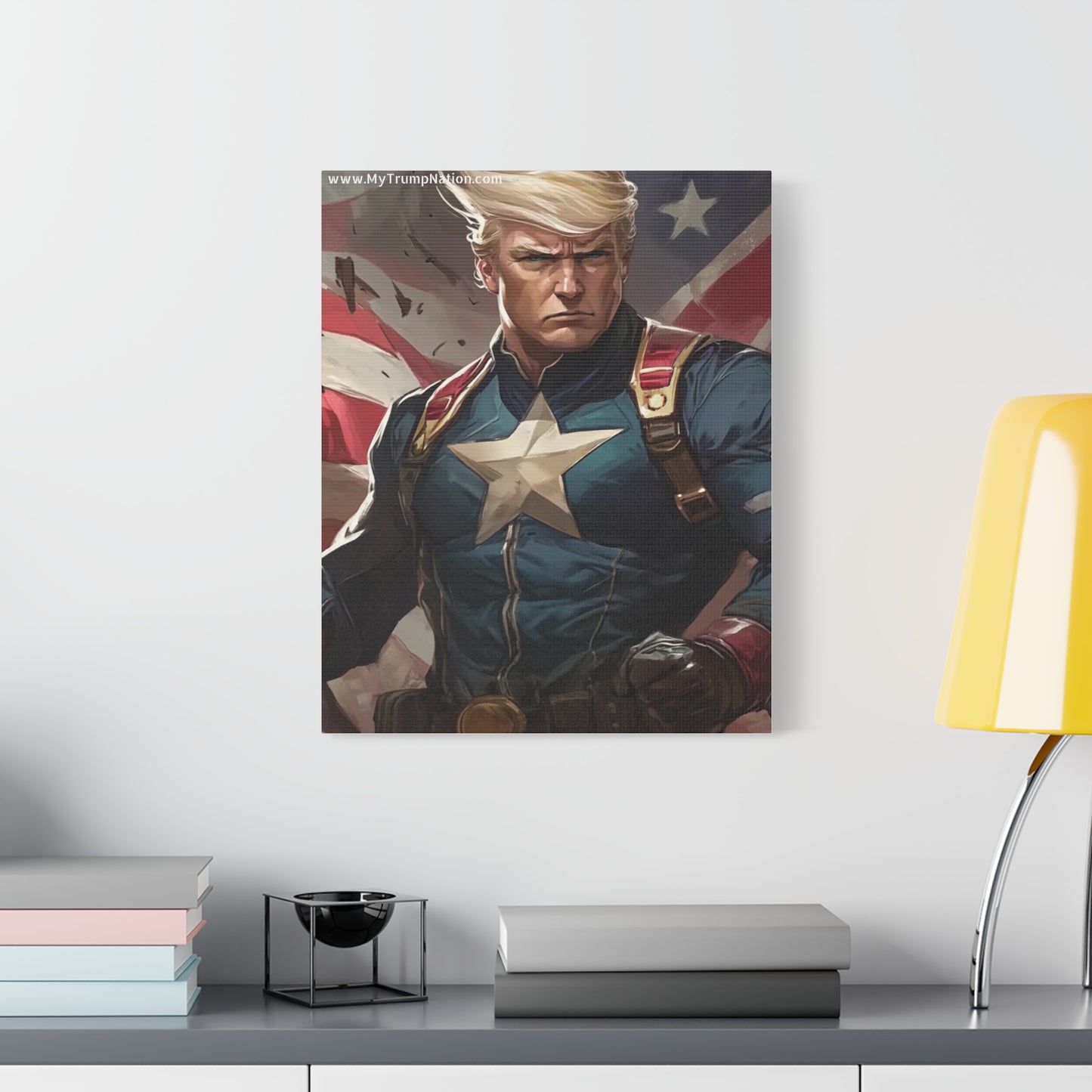 Donald Trump Patriotic Superhero Canvas Art