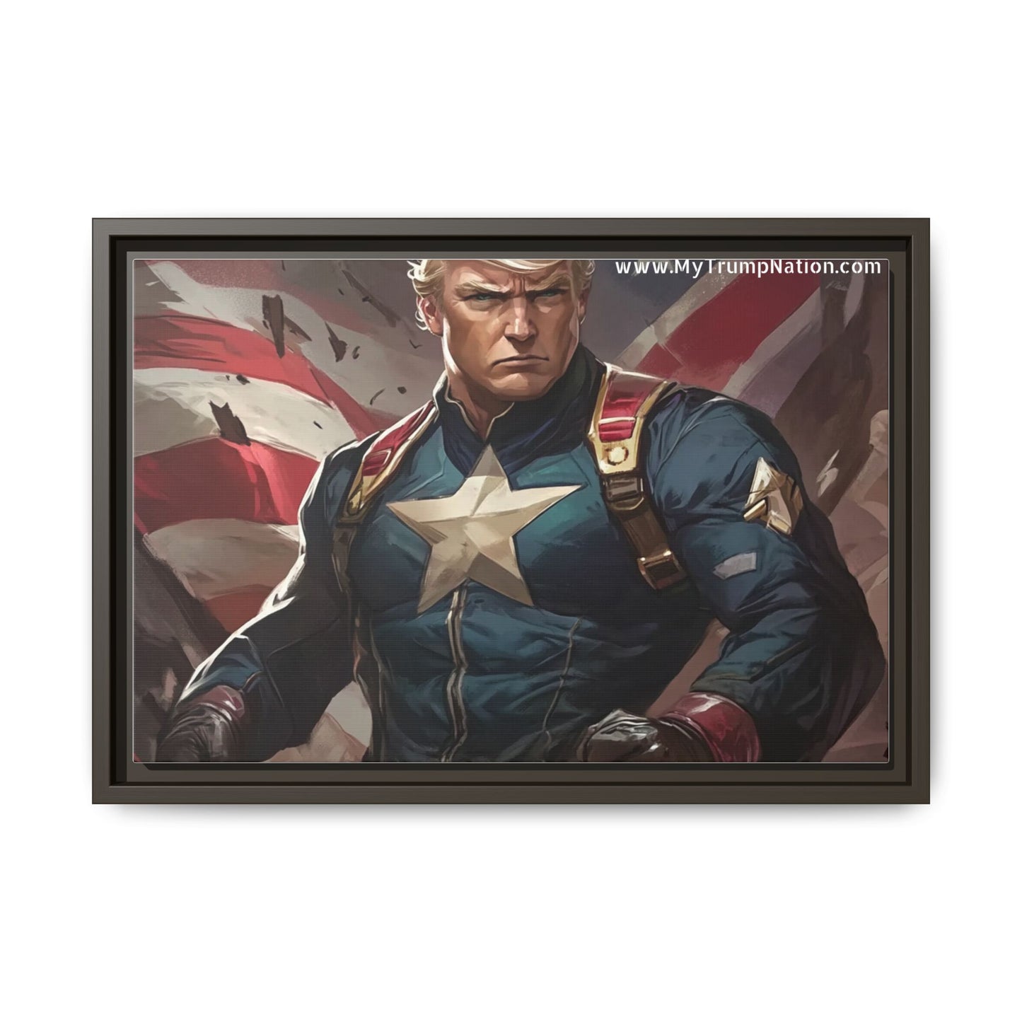 Donald Trump Patriotic Superhero Framed Canvas