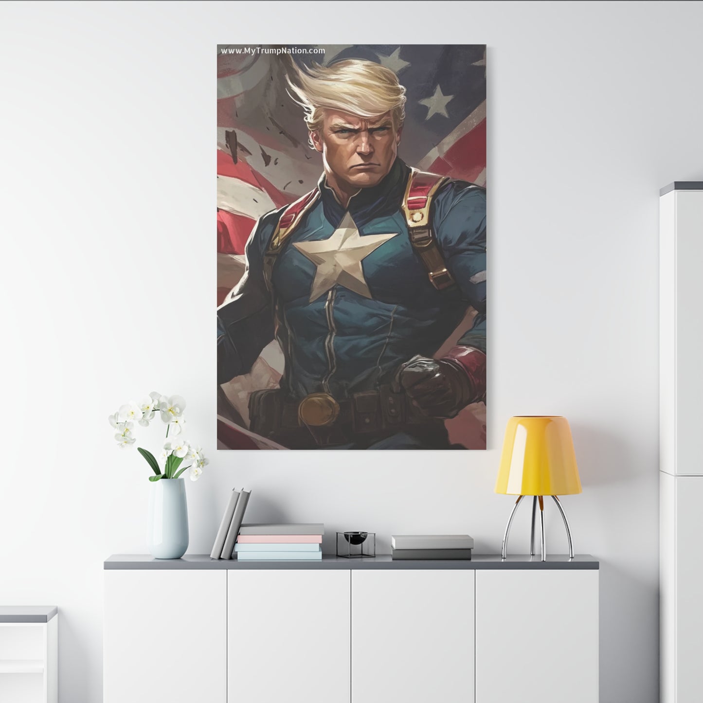 Donald Trump Patriotic Superhero Canvas Art