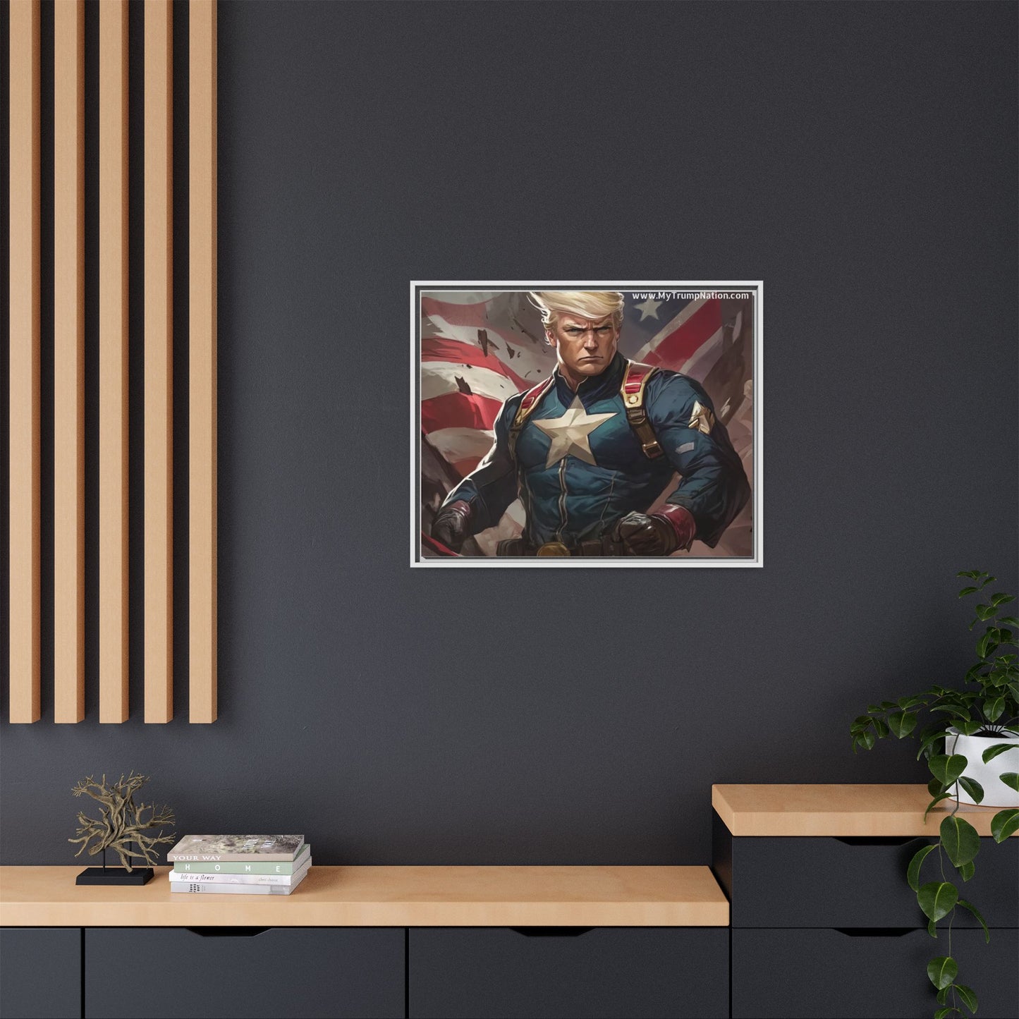 Donald Trump Patriotic Superhero Framed Canvas