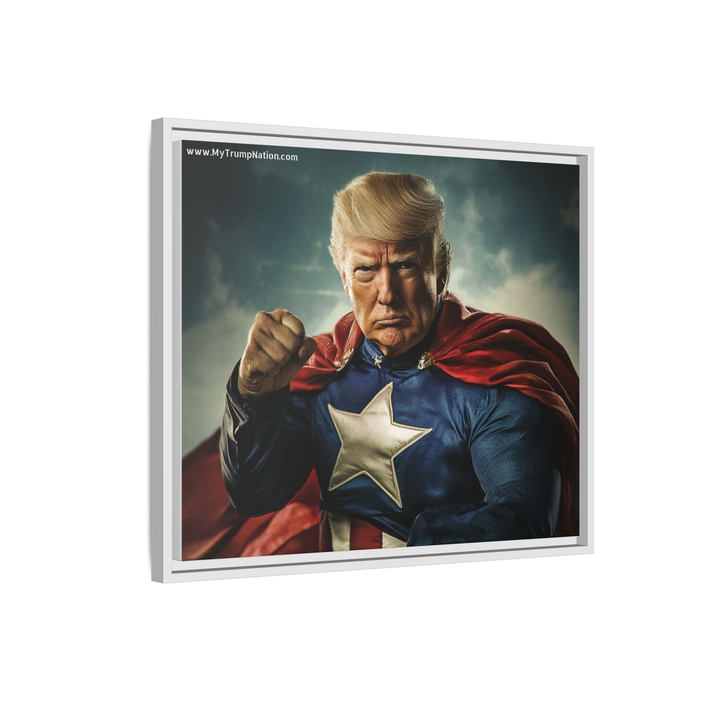 Donald Trump Patriotic Superhero Framed Canvas