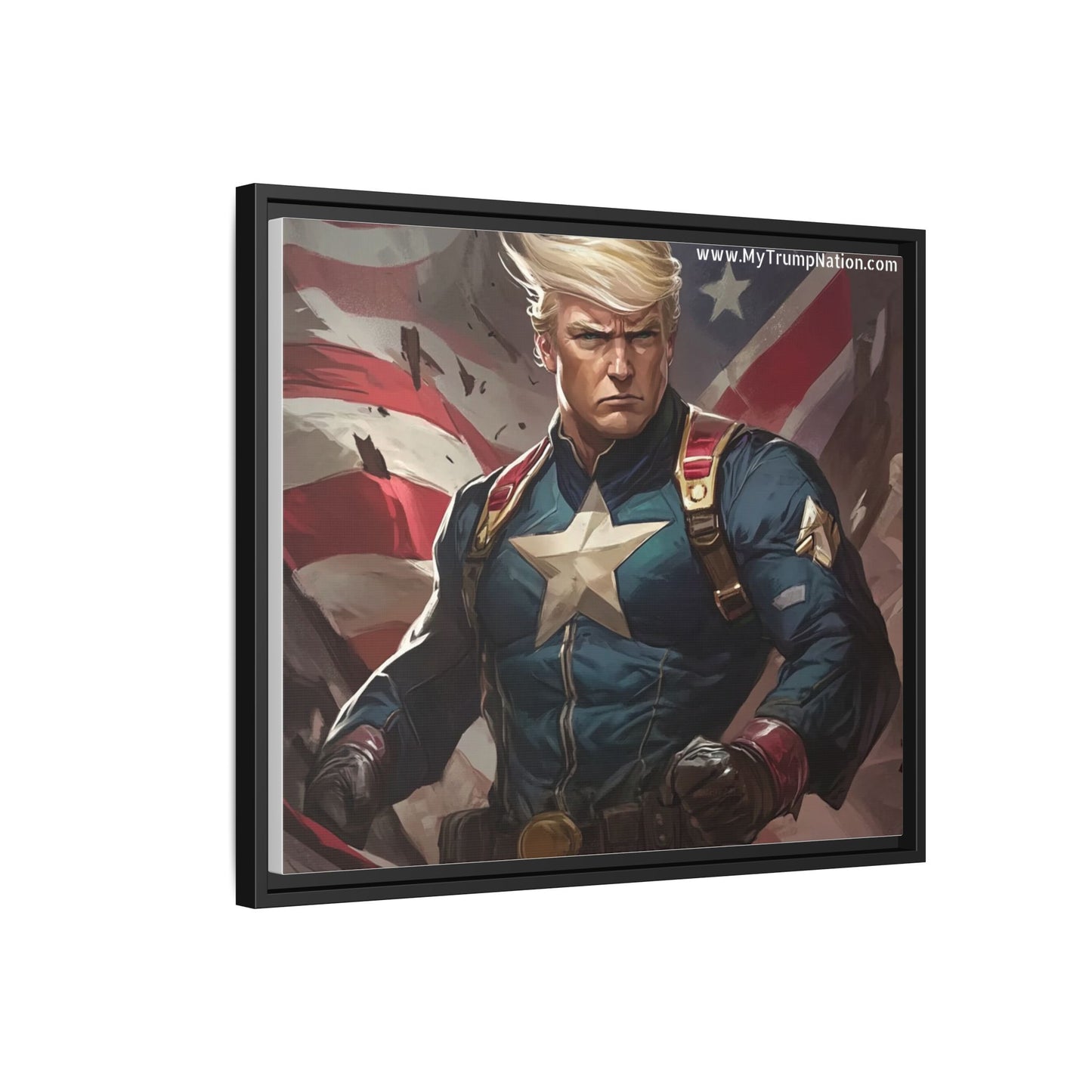 Donald Trump Patriotic Superhero Framed Canvas