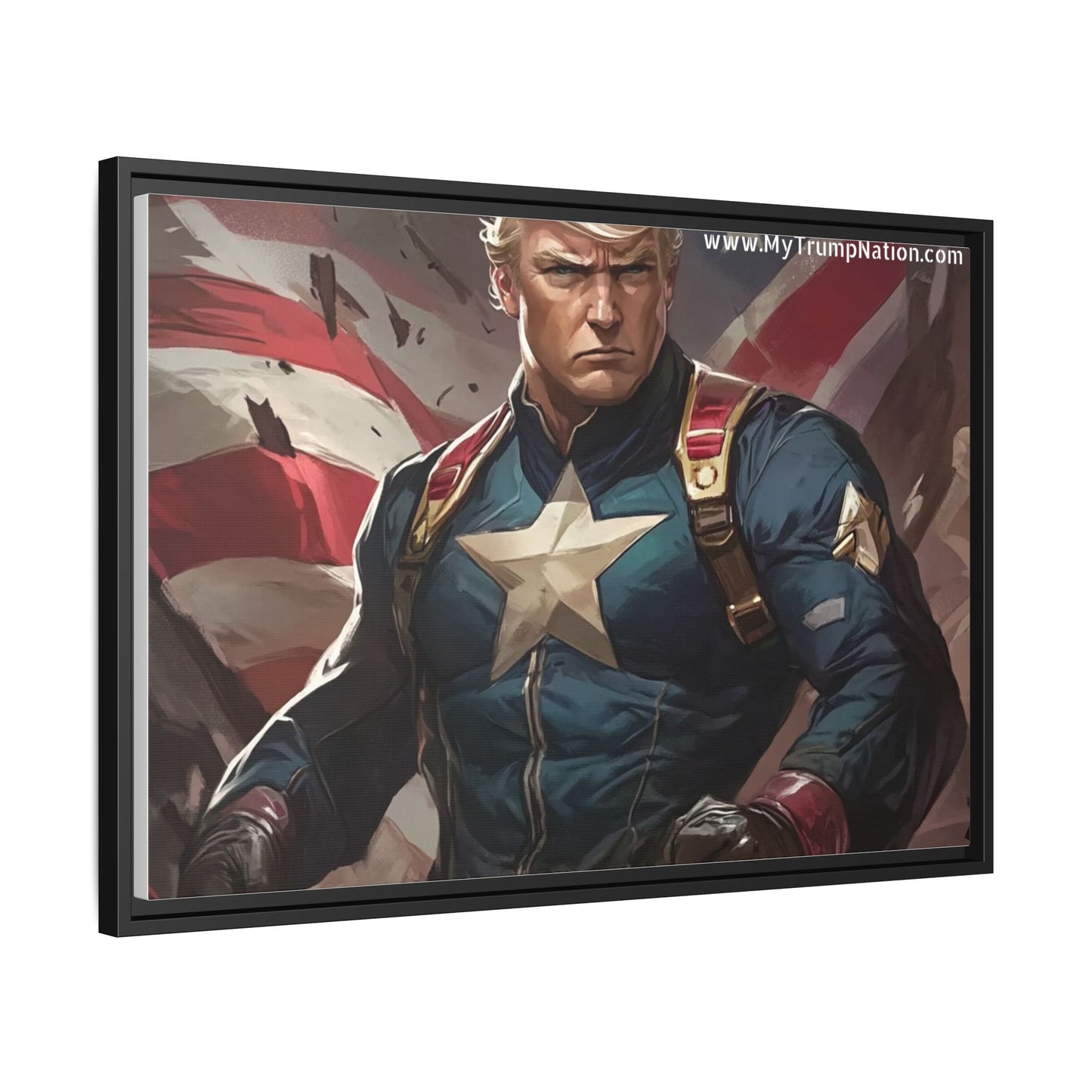Donald Trump Patriotic Superhero Framed Canvas