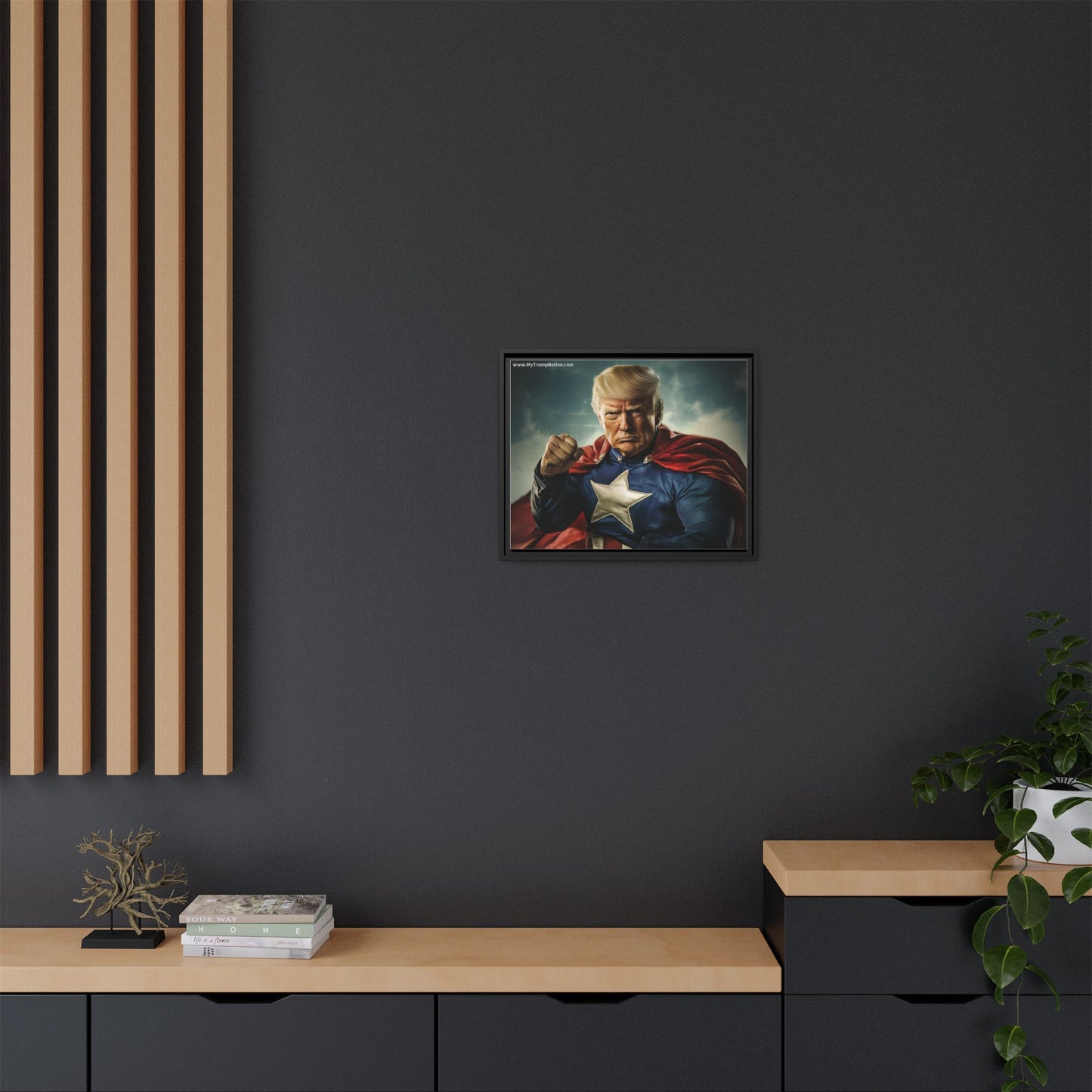 Donald Trump Patriotic Superhero Framed Canvas