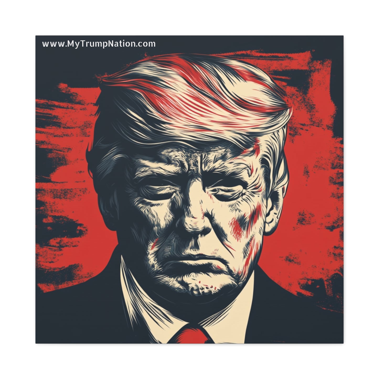 Political Wall Art: Stretched Matte Canvas Featuring Bold Trump Portrait