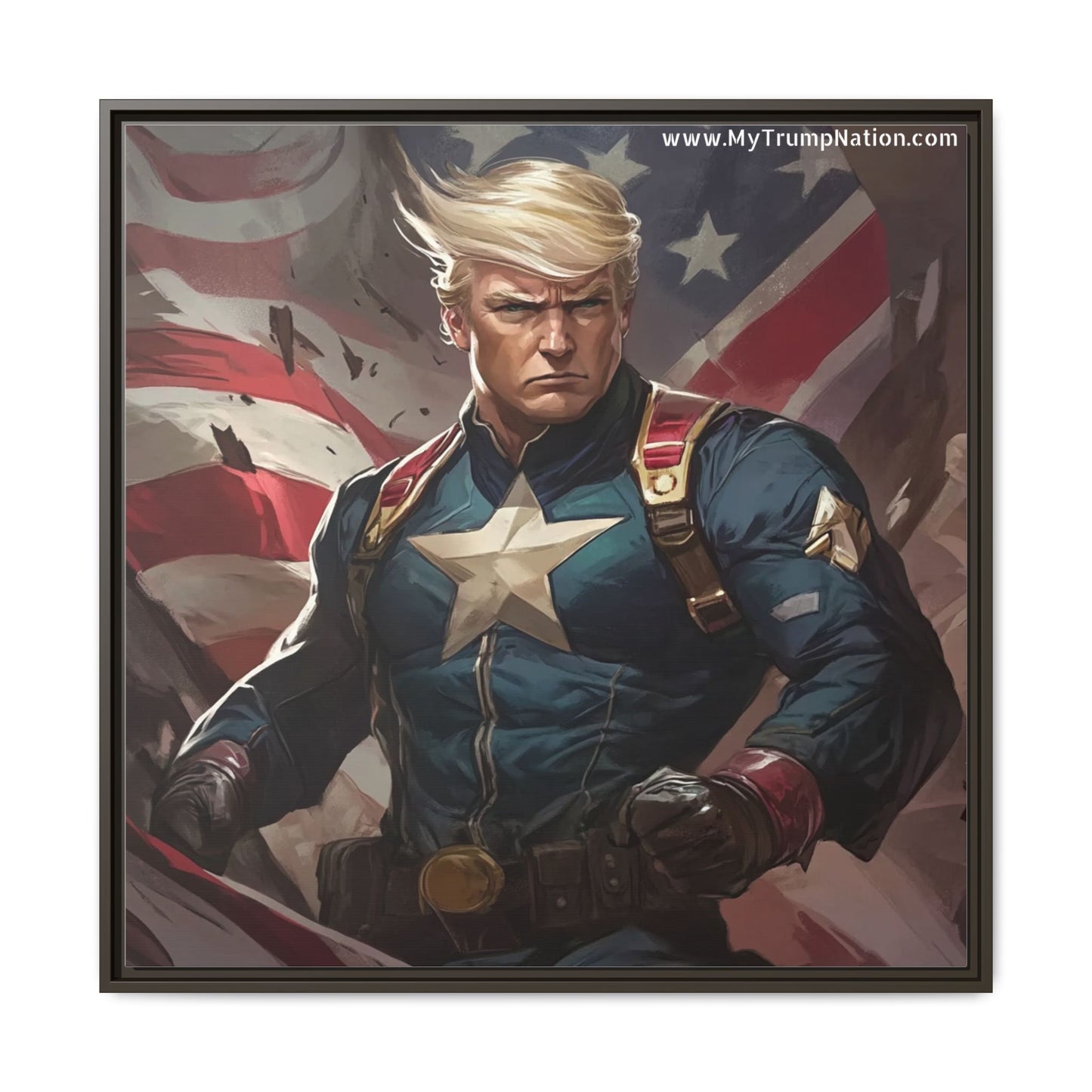 Donald Trump Patriotic Superhero Framed Canvas