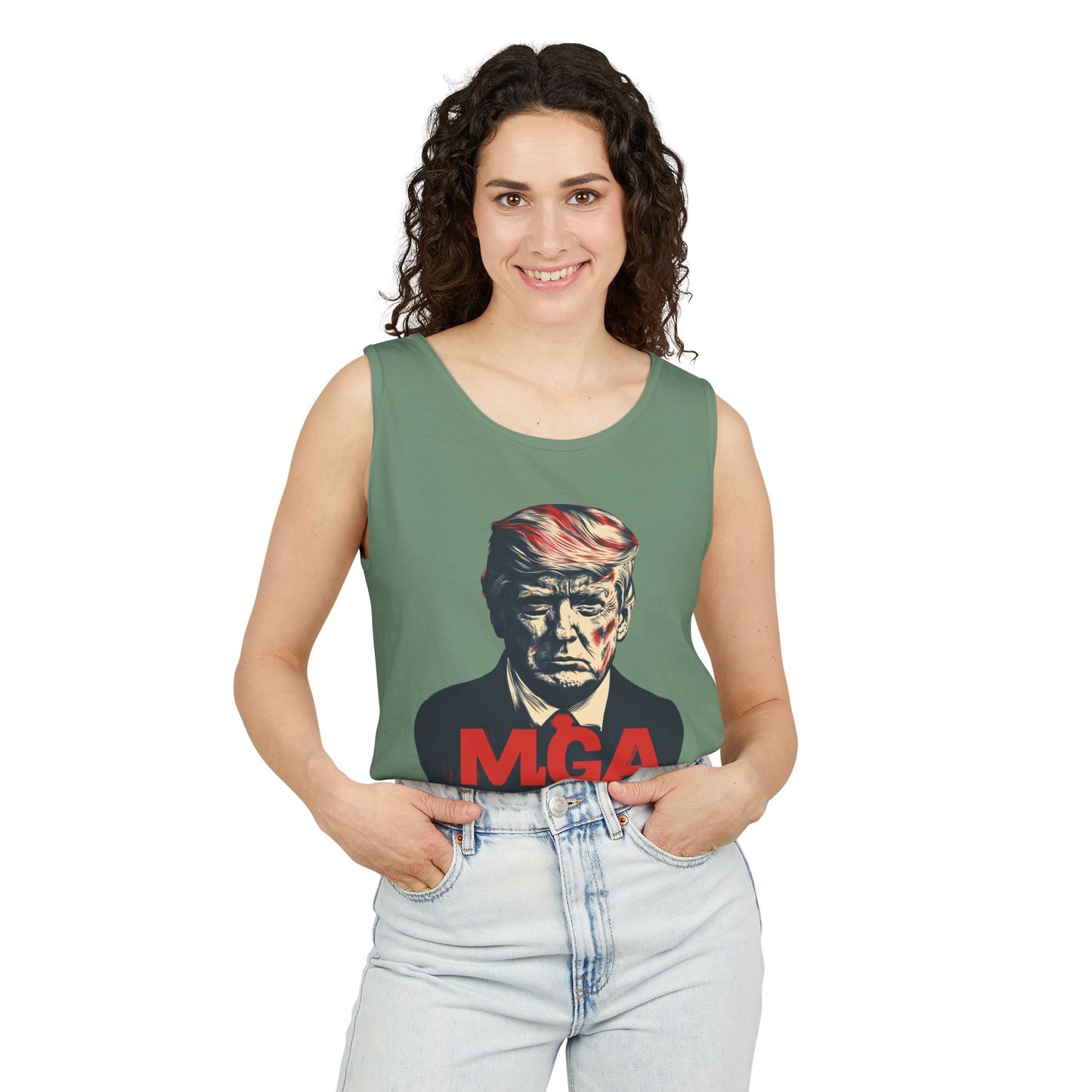 Unisex Garment-Dyed Tank Top - MAGA Graphic Tee for Political Enthusiasts