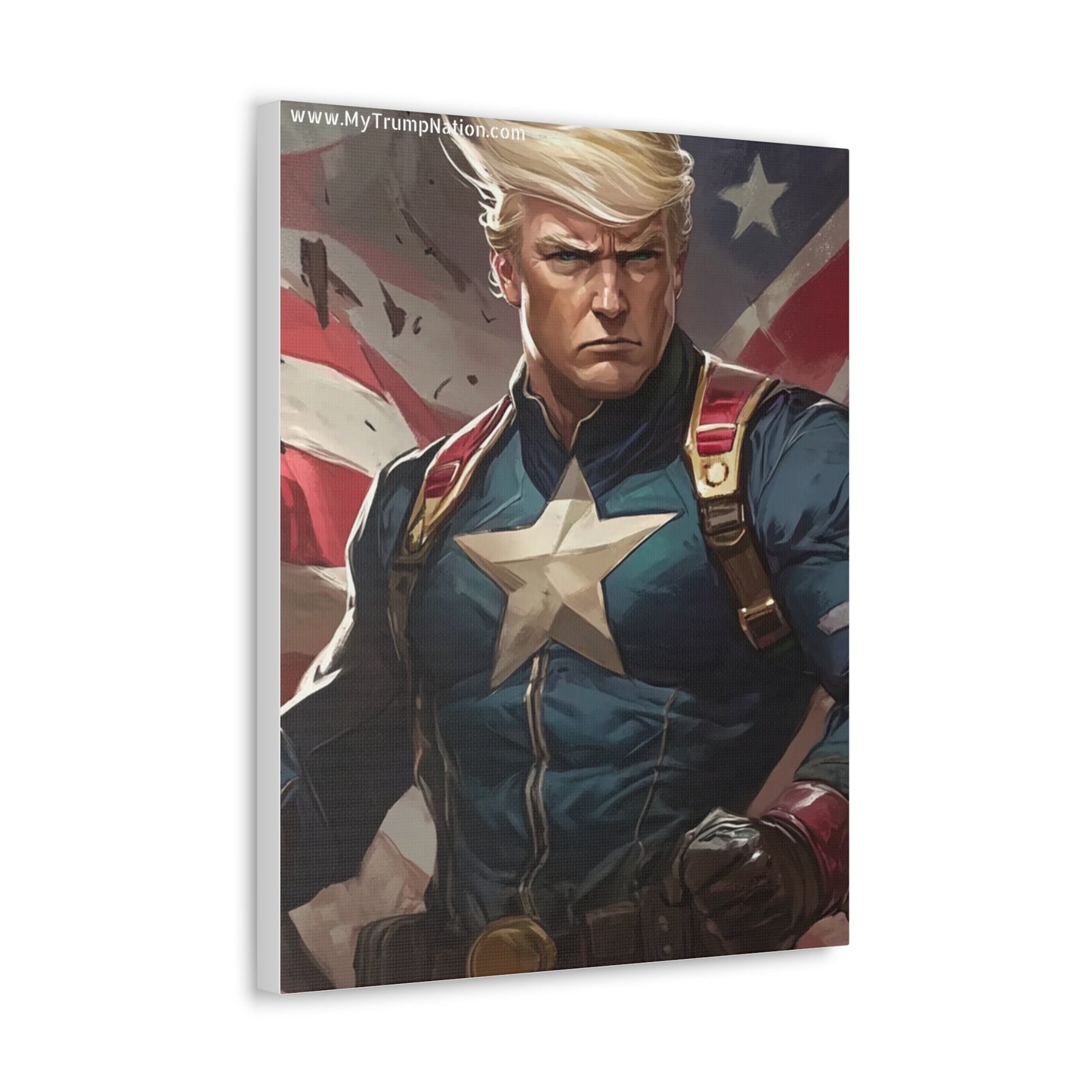 Donald Trump Patriotic Superhero Canvas Art