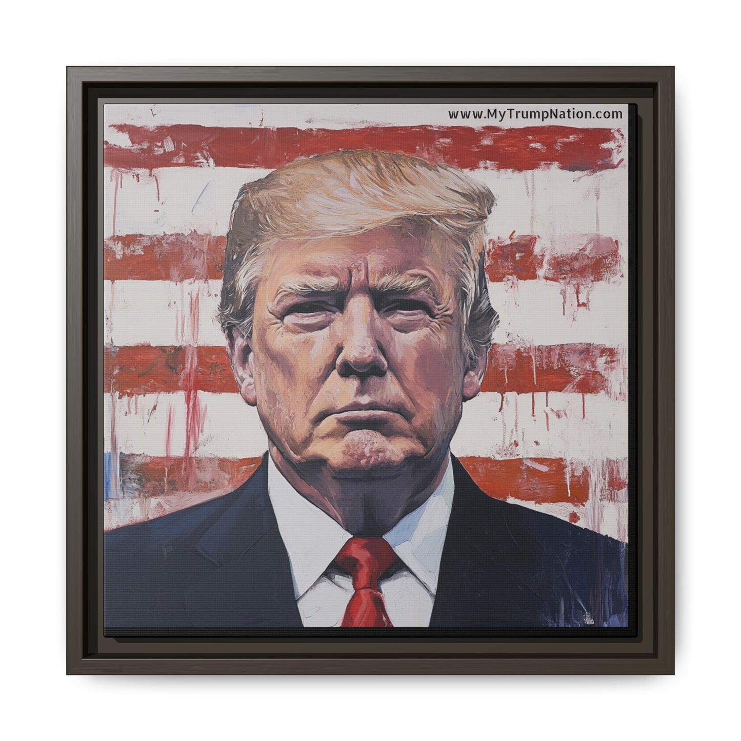Patriotic Framed Canvas Art - Donald Trump Portrait