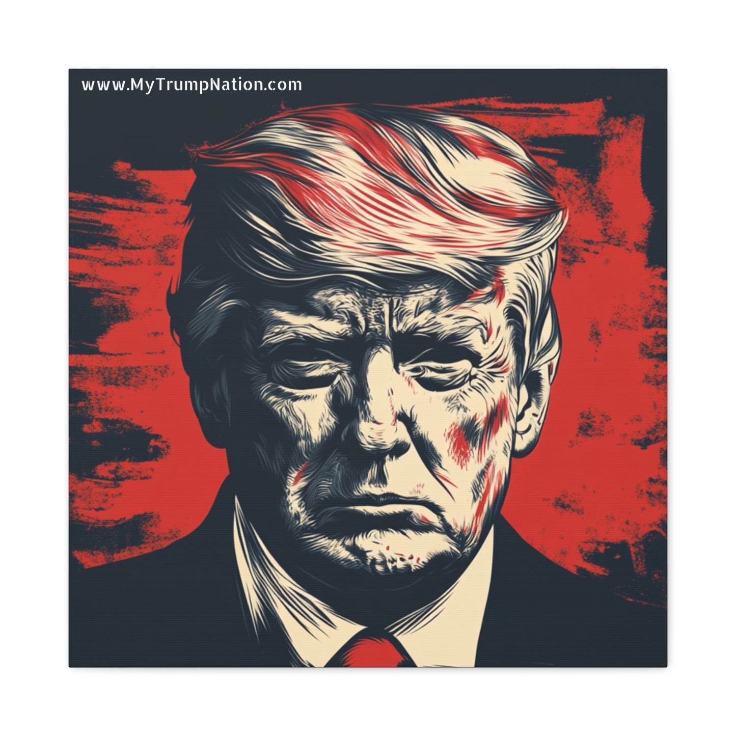 Political Wall Art: Stretched Matte Canvas Featuring Bold Trump Portrait