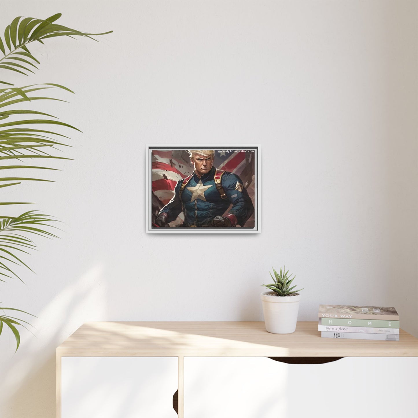 Donald Trump Patriotic Superhero Framed Canvas