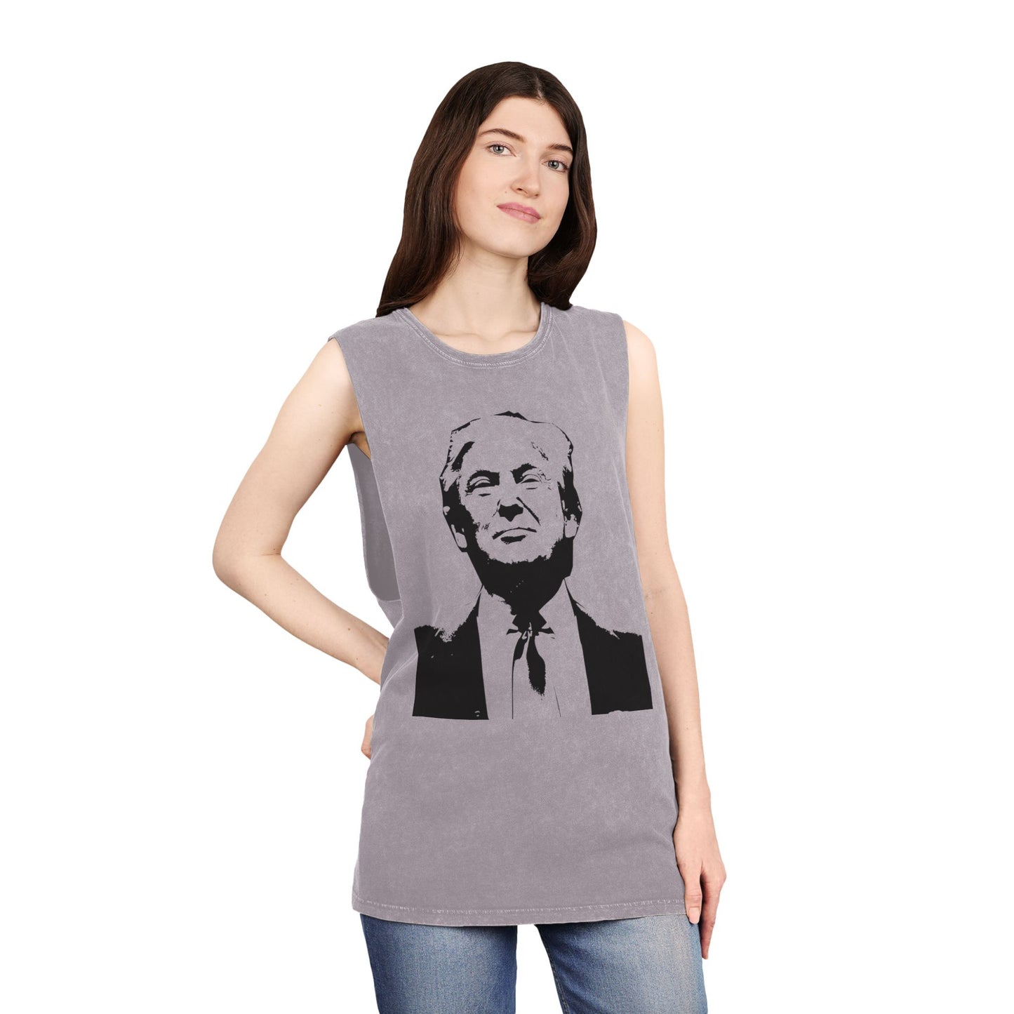 Unisex Stonewash Tank Top - Vintage Style Trump Graphic