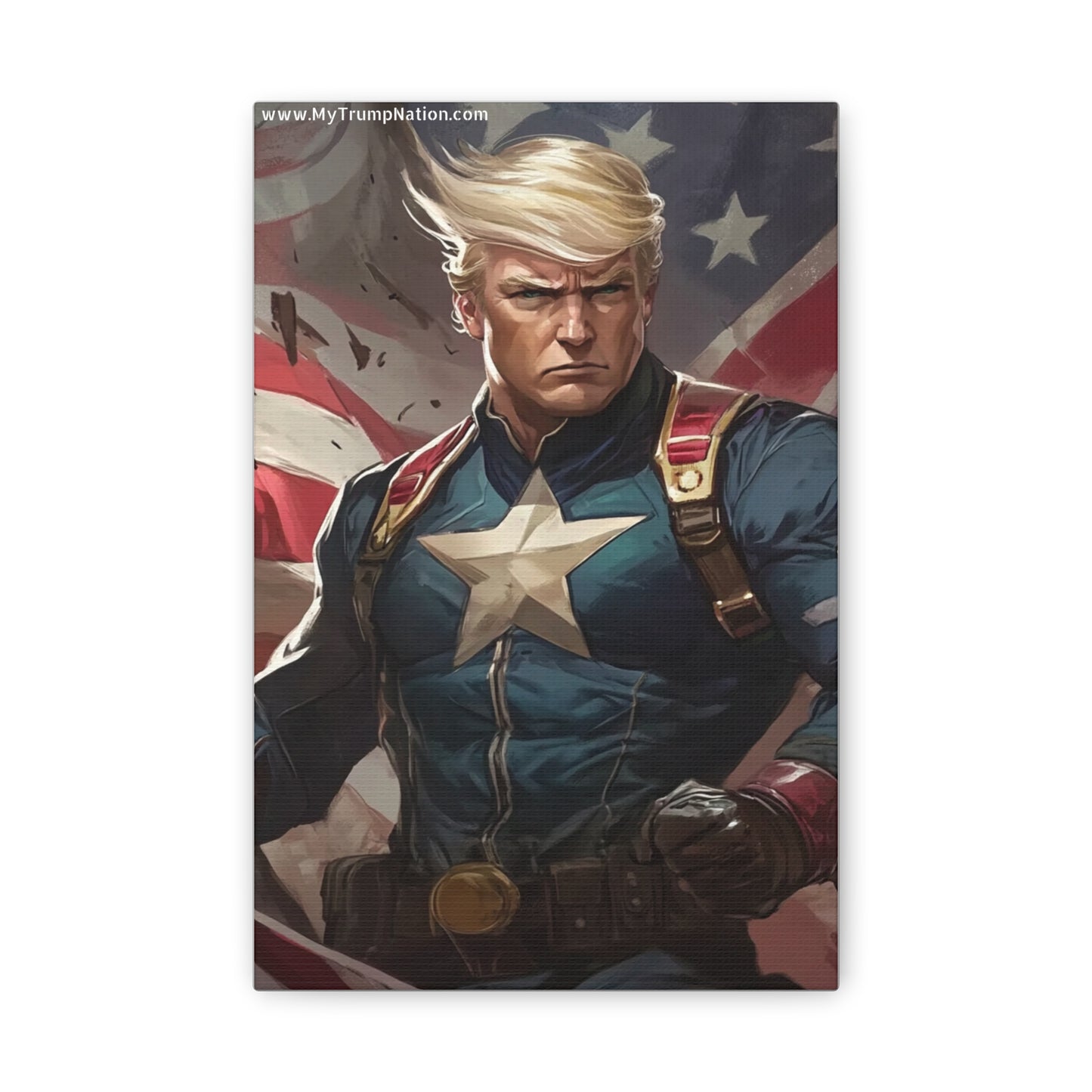 Donald Trump Patriotic Superhero Canvas Art