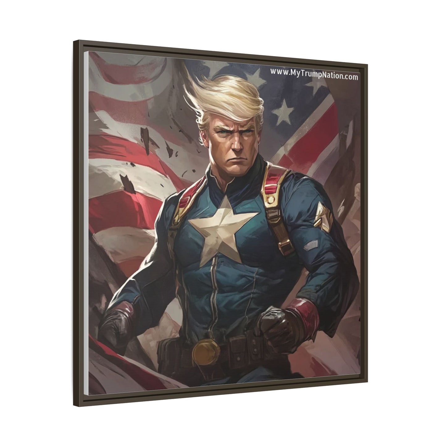 Donald Trump Patriotic Superhero Framed Canvas