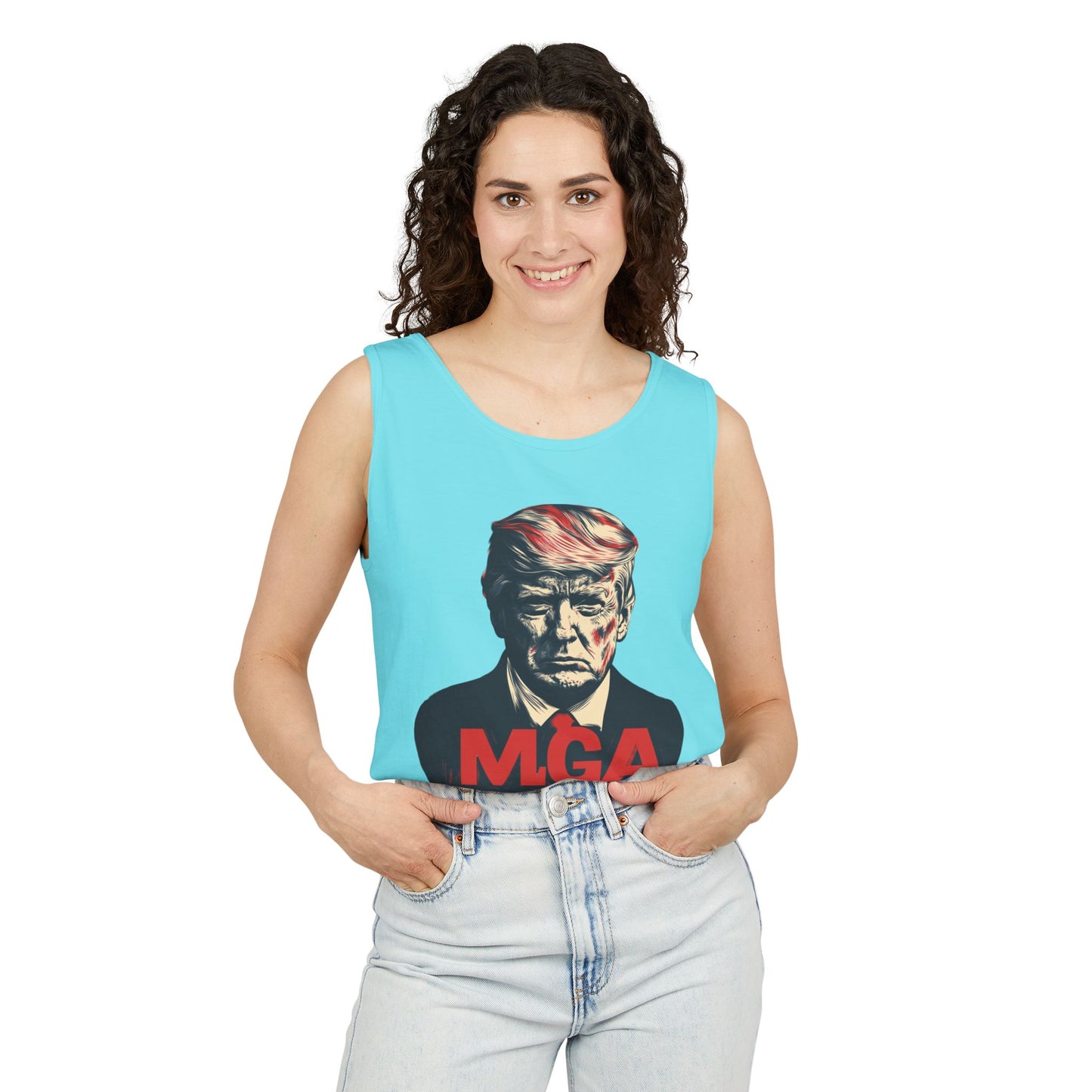 Unisex Garment-Dyed Tank Top - MAGA Graphic Tee for Political Enthusiasts