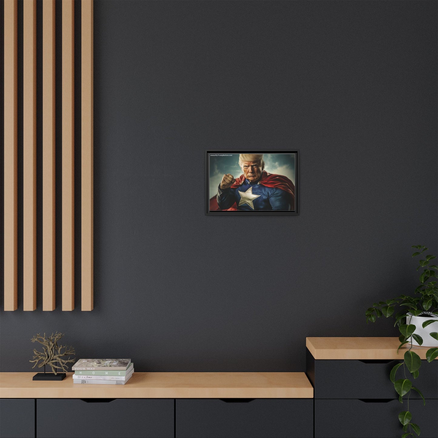 Donald Trump Patriotic Superhero Framed Canvas