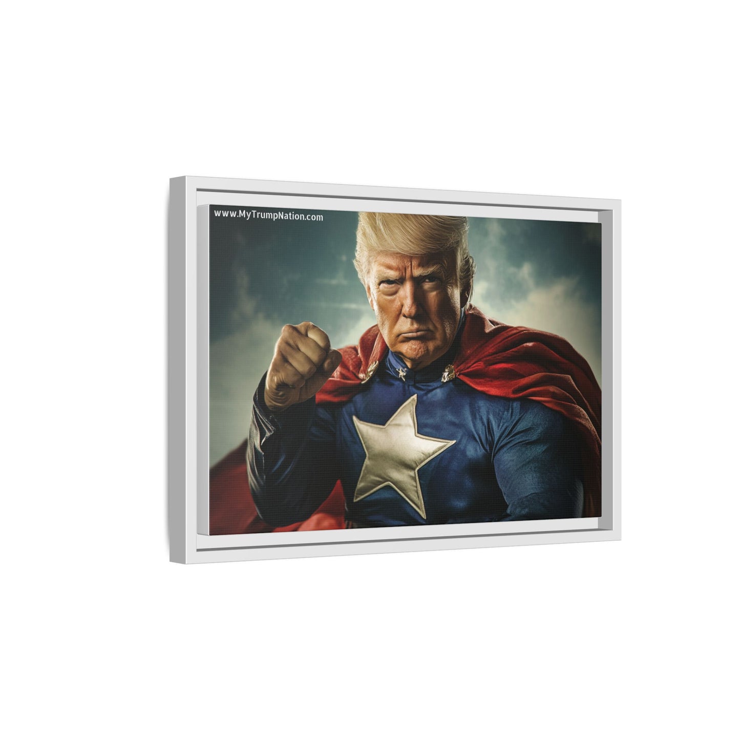 Donald Trump Patriotic Superhero Framed Canvas