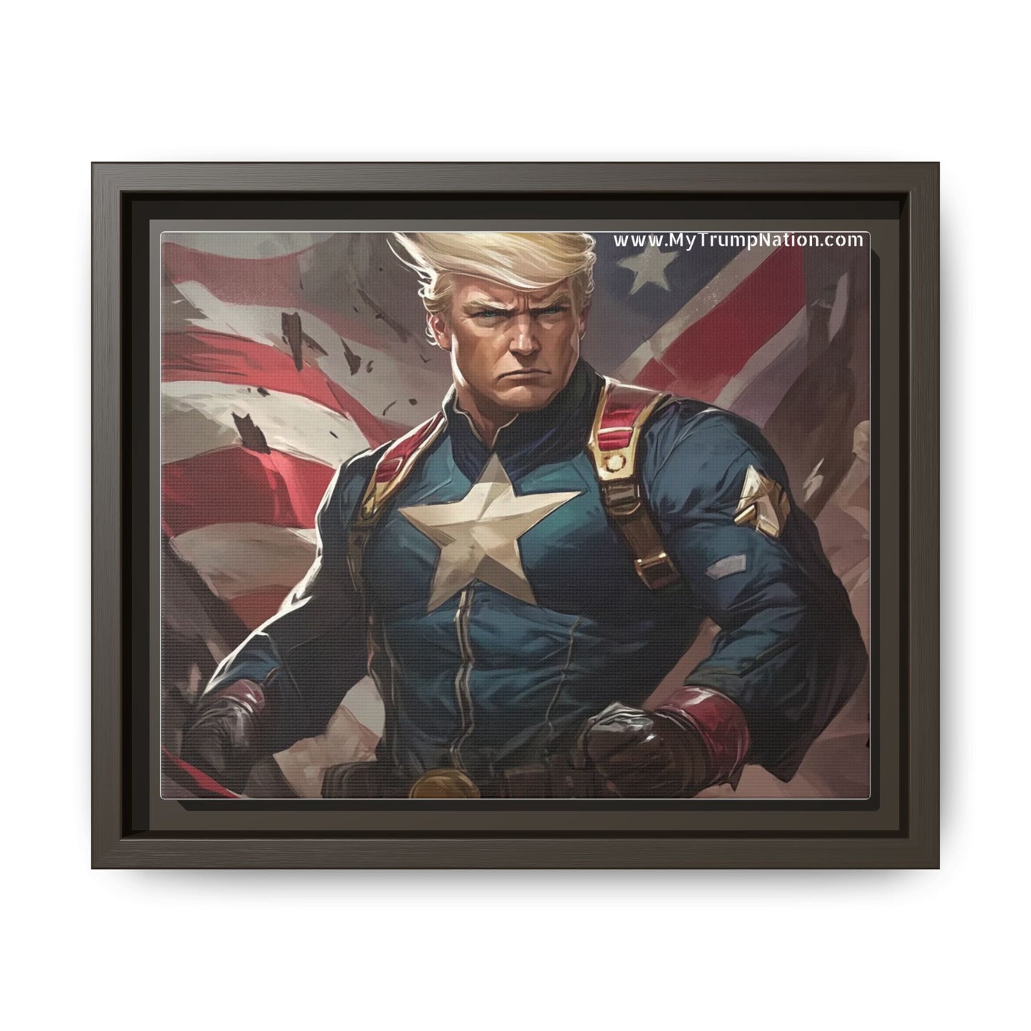 Donald Trump Patriotic Superhero Framed Canvas