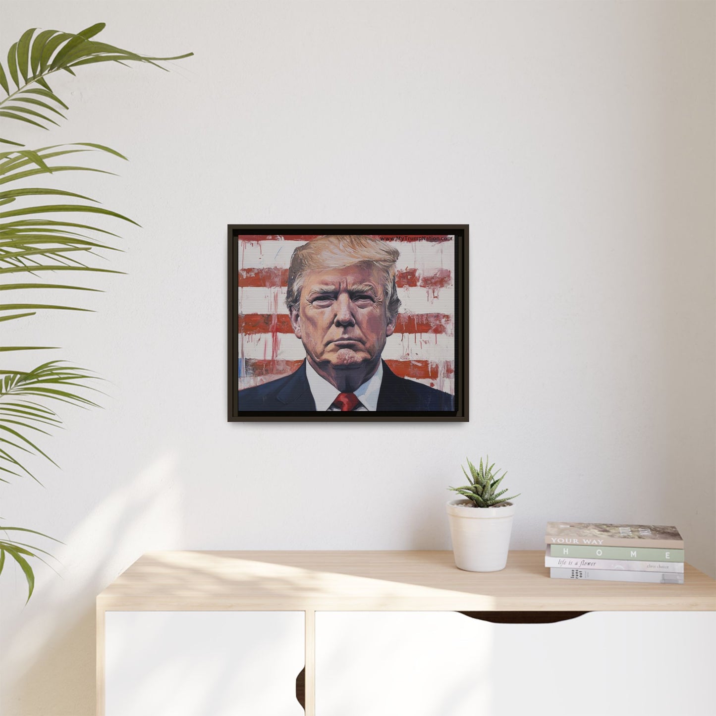Patriotic Framed Canvas Art - Donald Trump Portrait