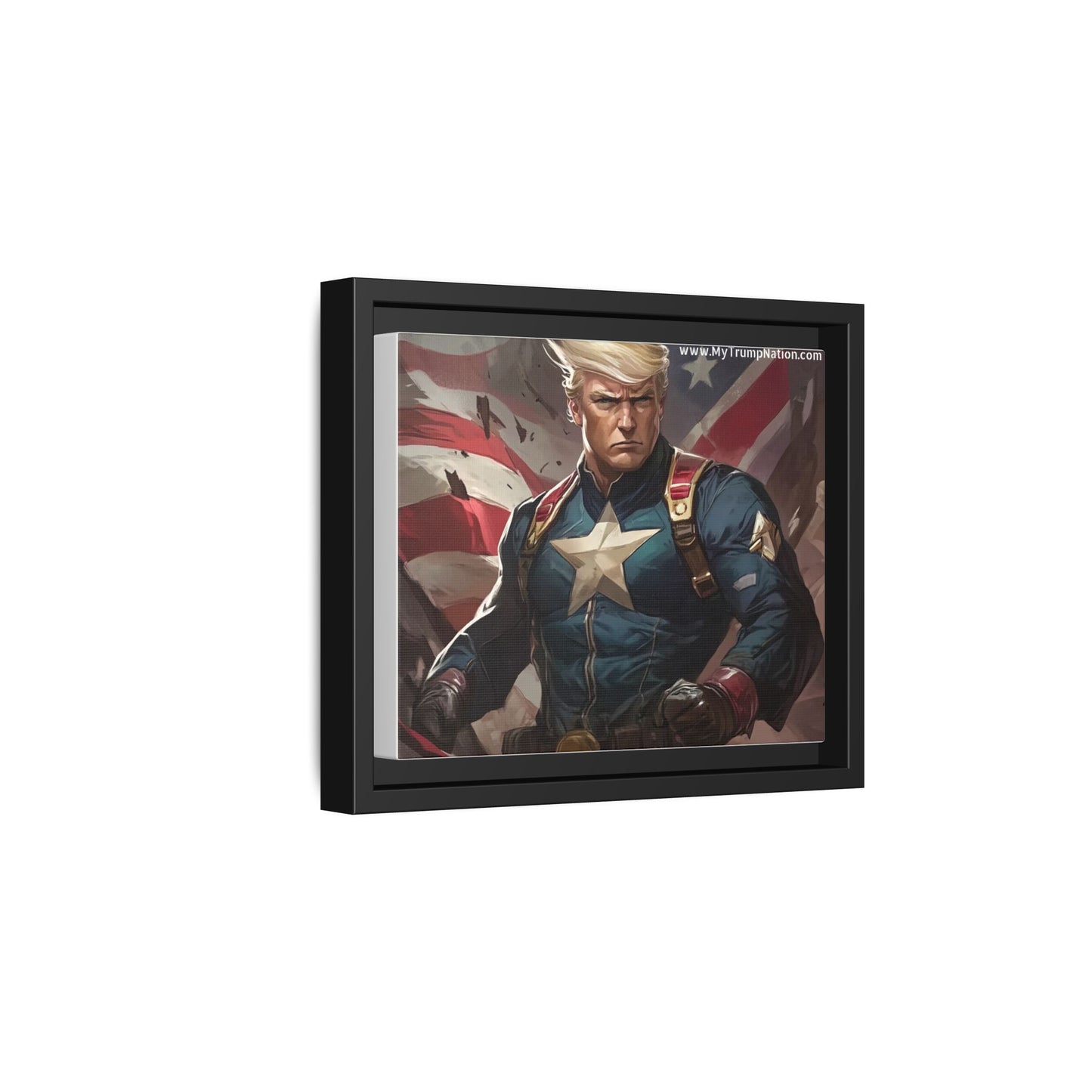 Donald Trump Patriotic Superhero Framed Canvas