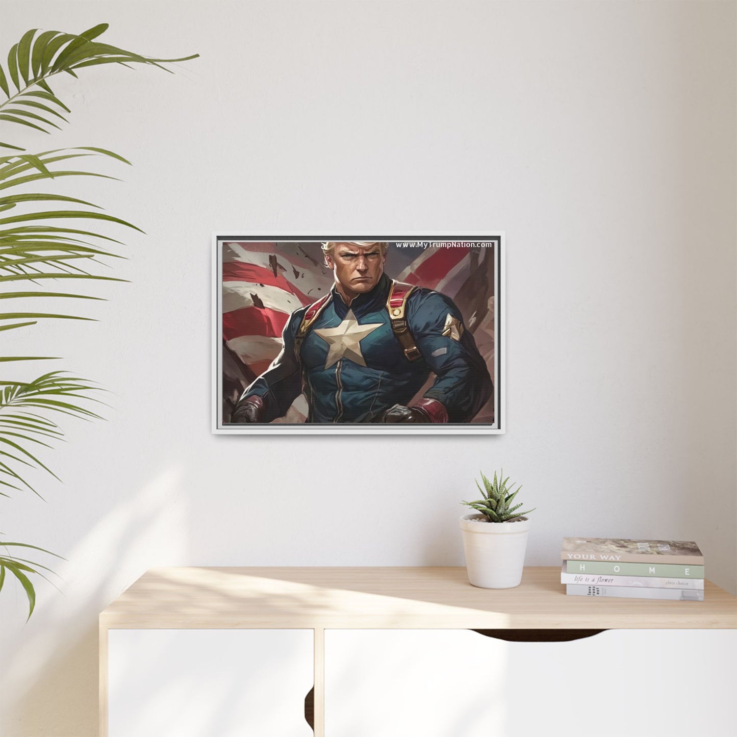 Donald Trump Patriotic Superhero Framed Canvas