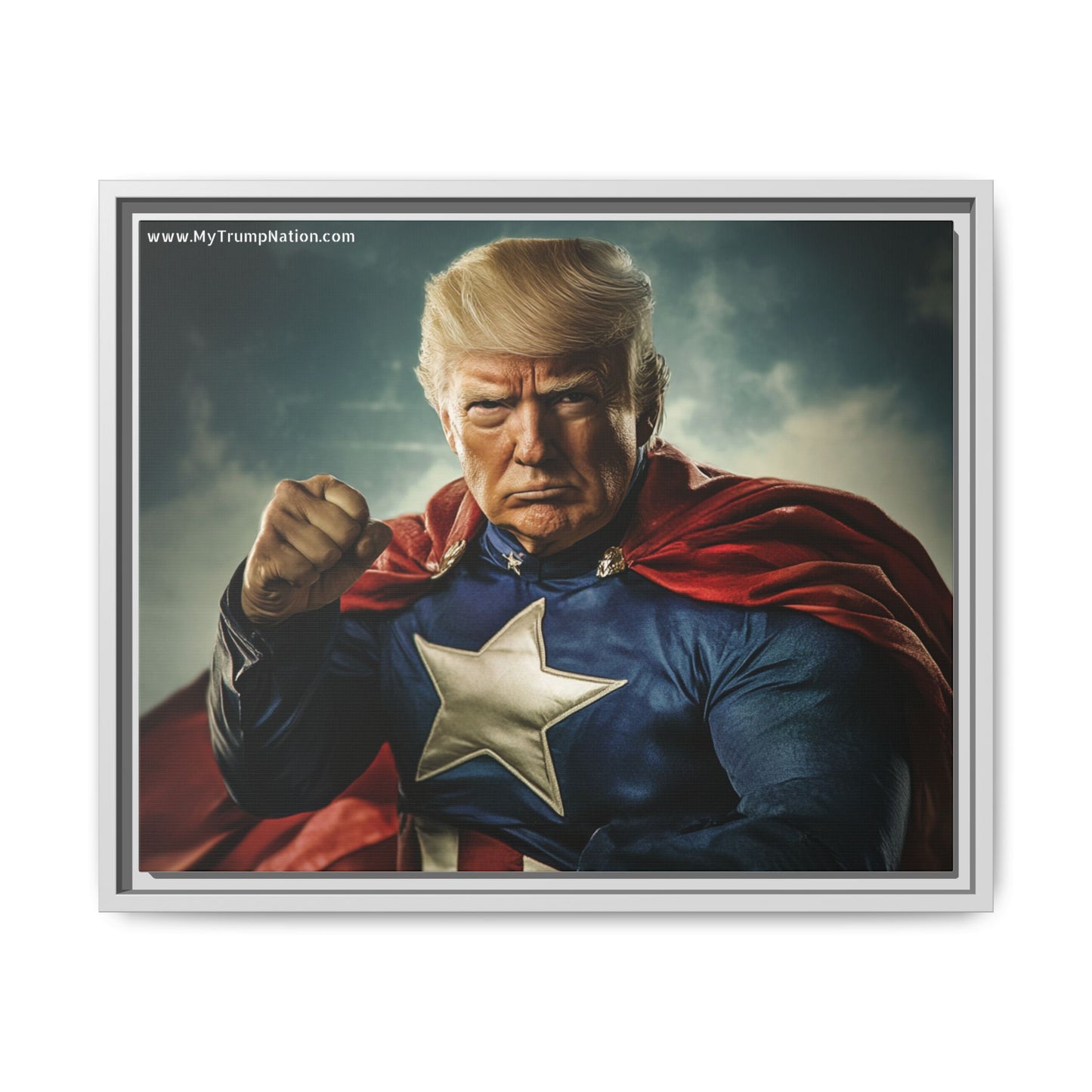 Donald Trump Patriotic Superhero Framed Canvas