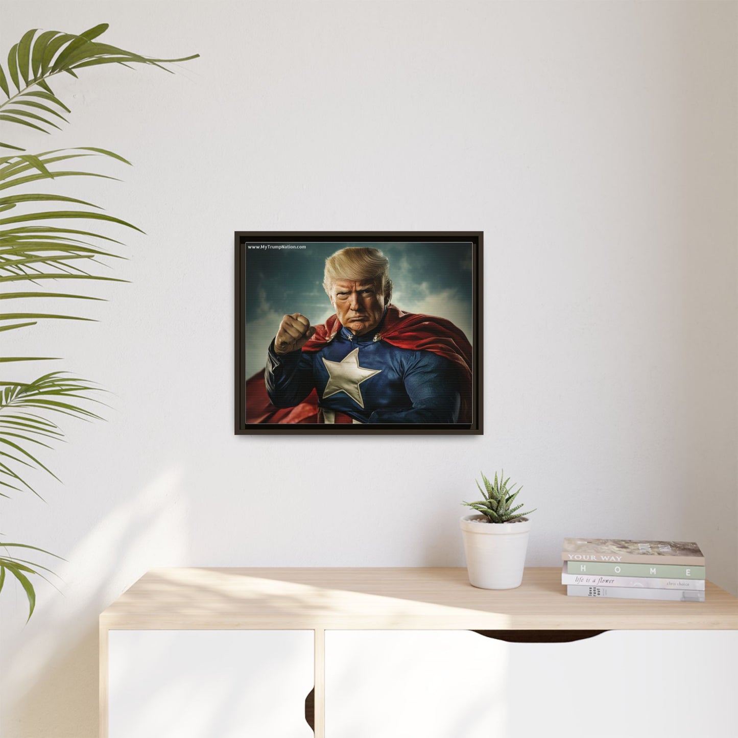 Donald Trump Patriotic Superhero Framed Canvas