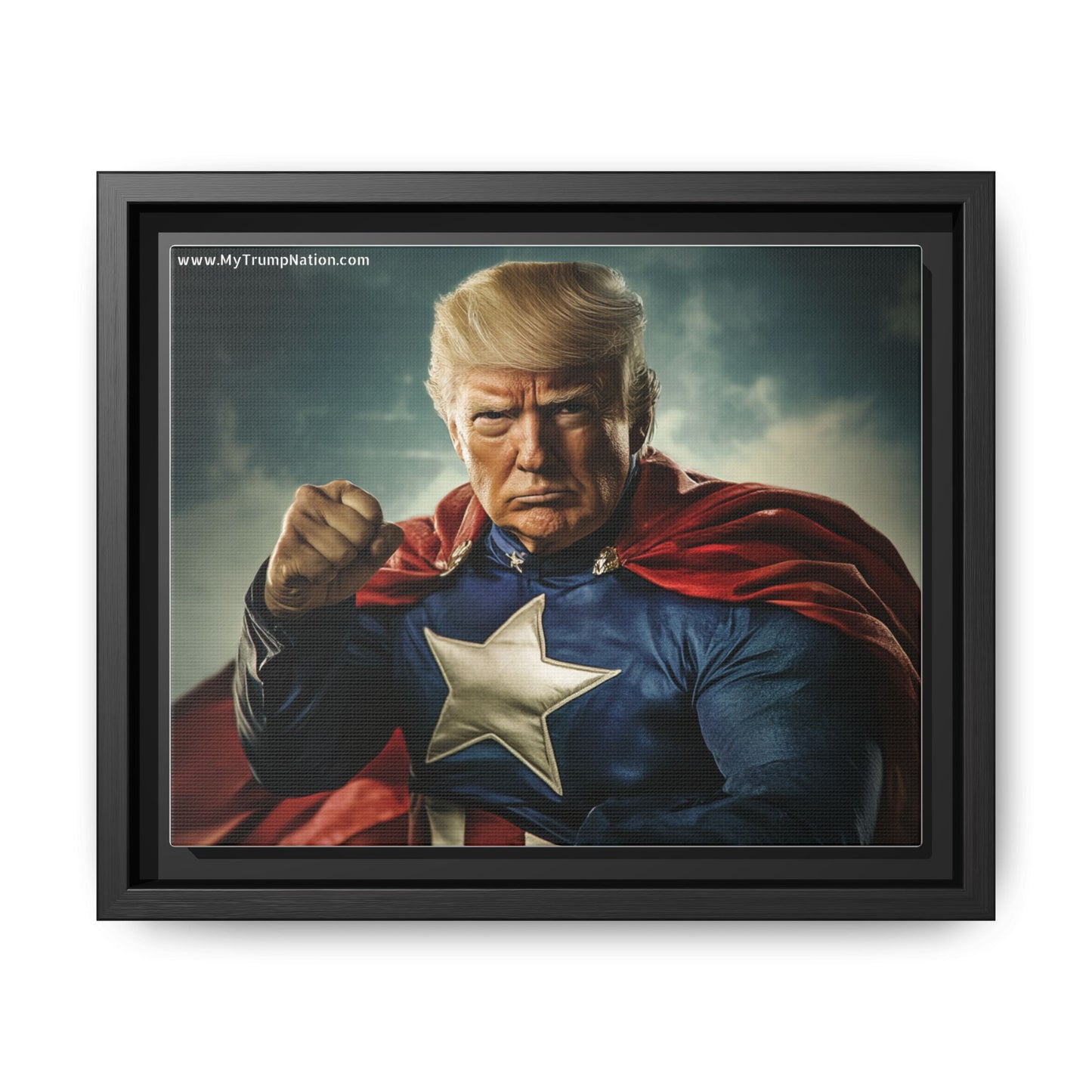 Donald Trump Patriotic Superhero Framed Canvas