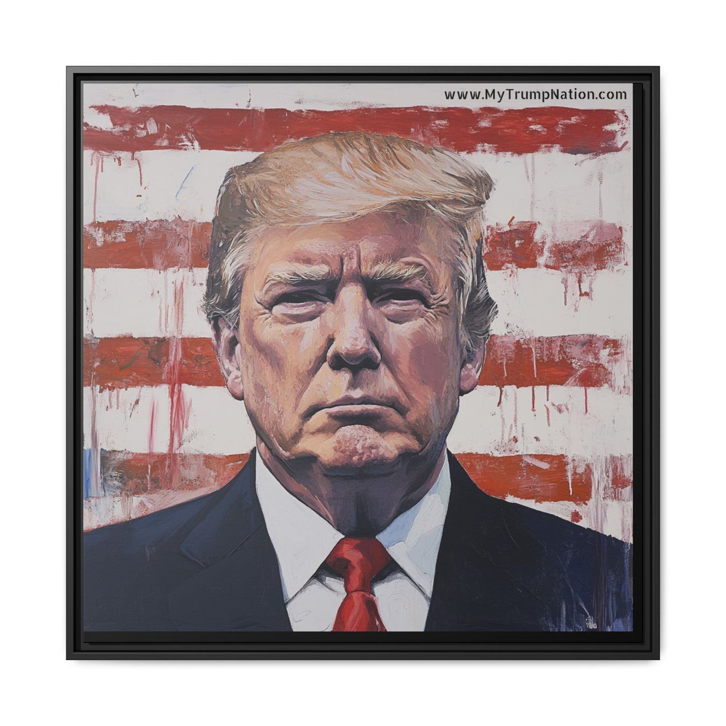 Patriotic Framed Canvas Art - Donald Trump Portrait