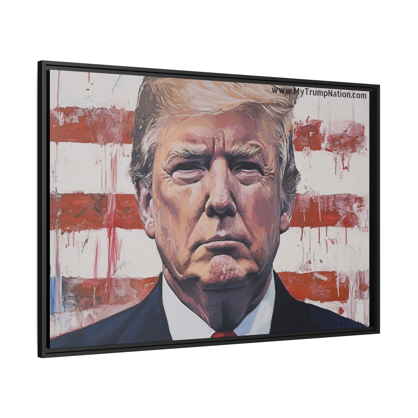 Patriotic Framed Canvas Art - Donald Trump Portrait