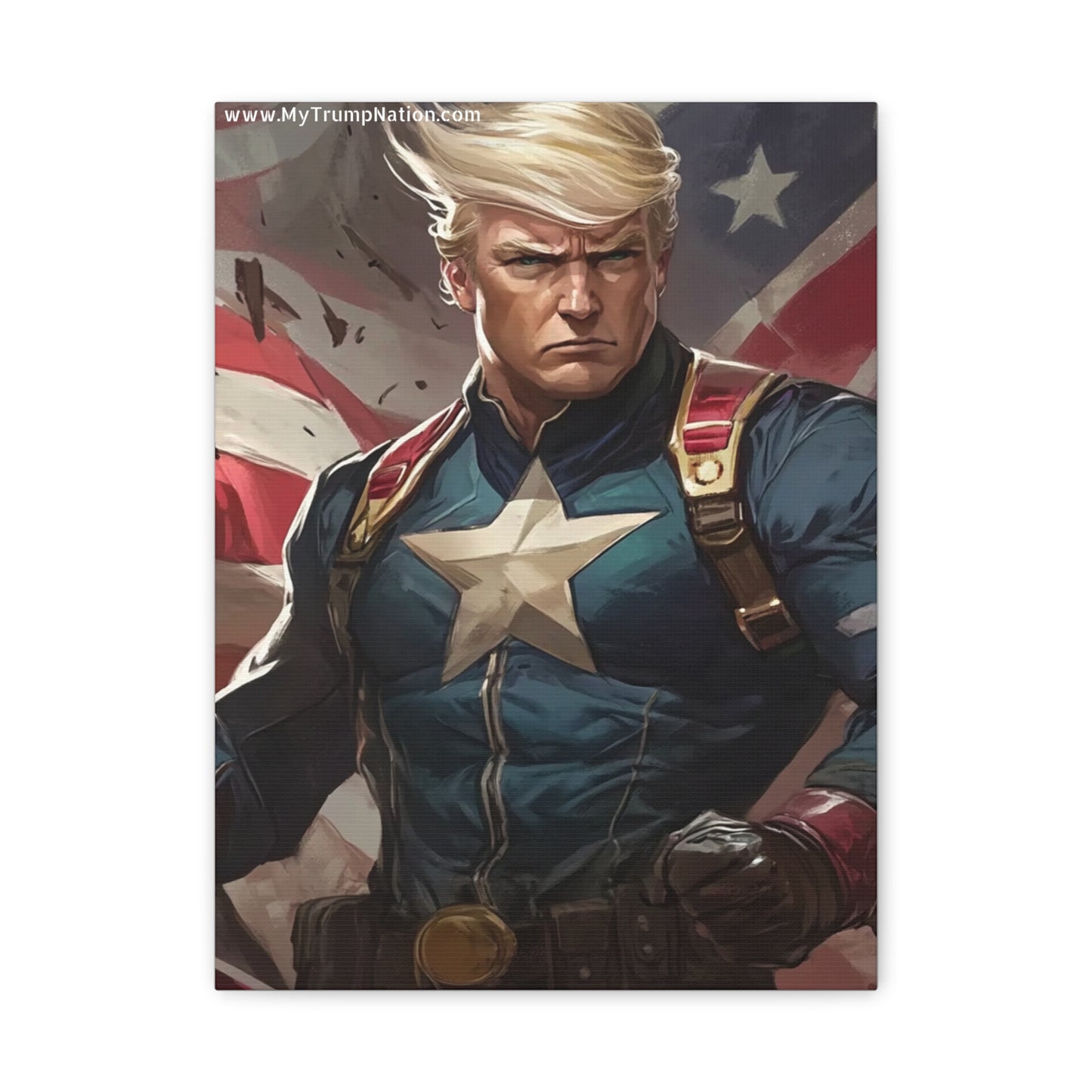 Donald Trump Patriotic Superhero Canvas Art